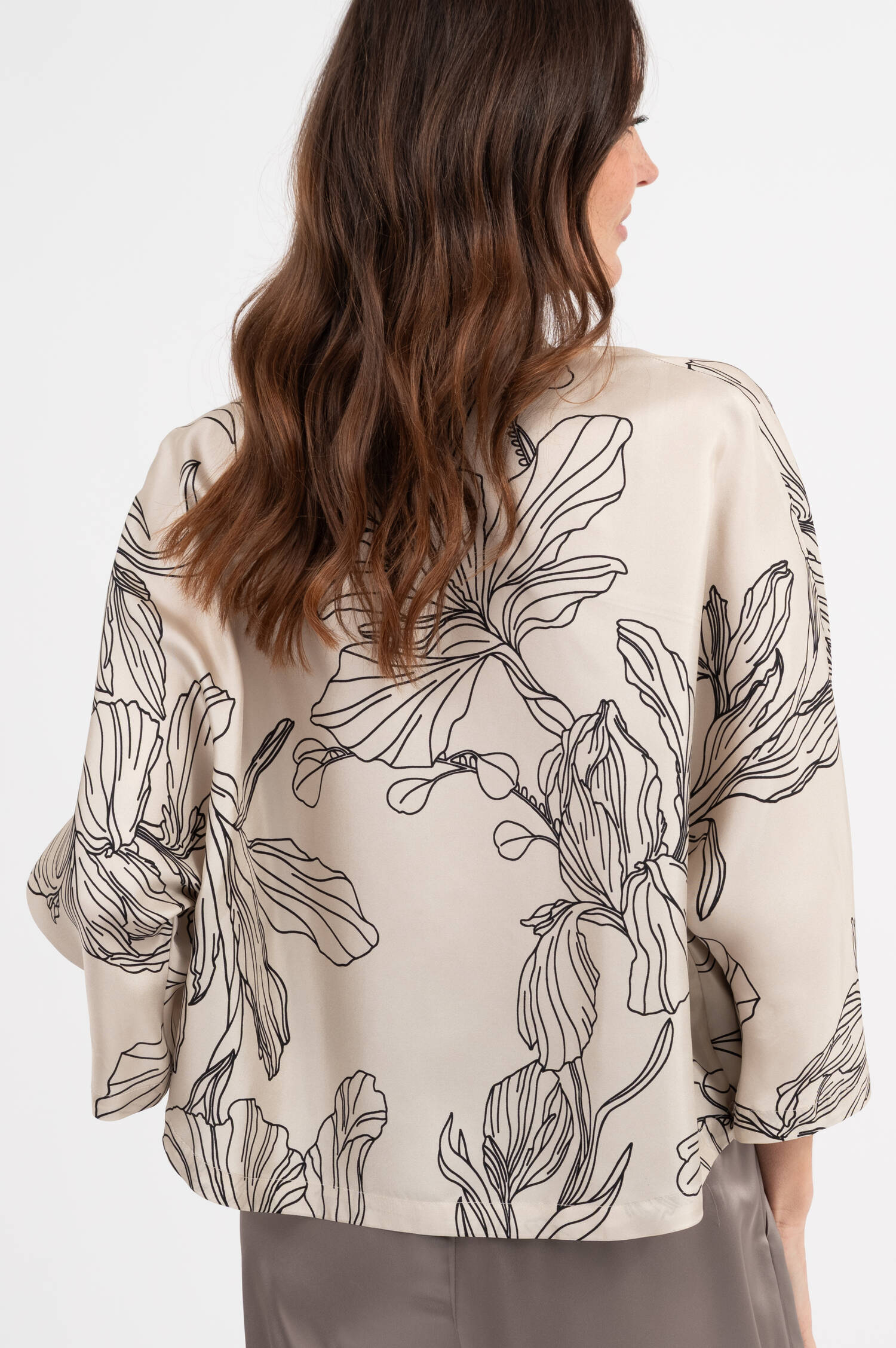 Seidenbluse mit Print in Creme Seidenbluse mit Print in Creme