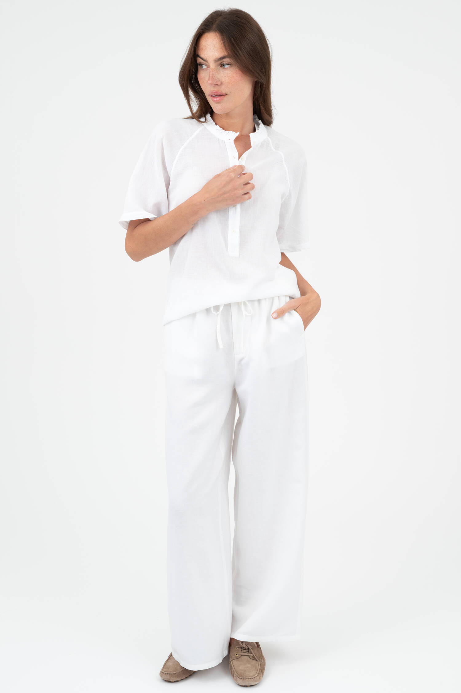 Kurzarm Bluse in Weiß