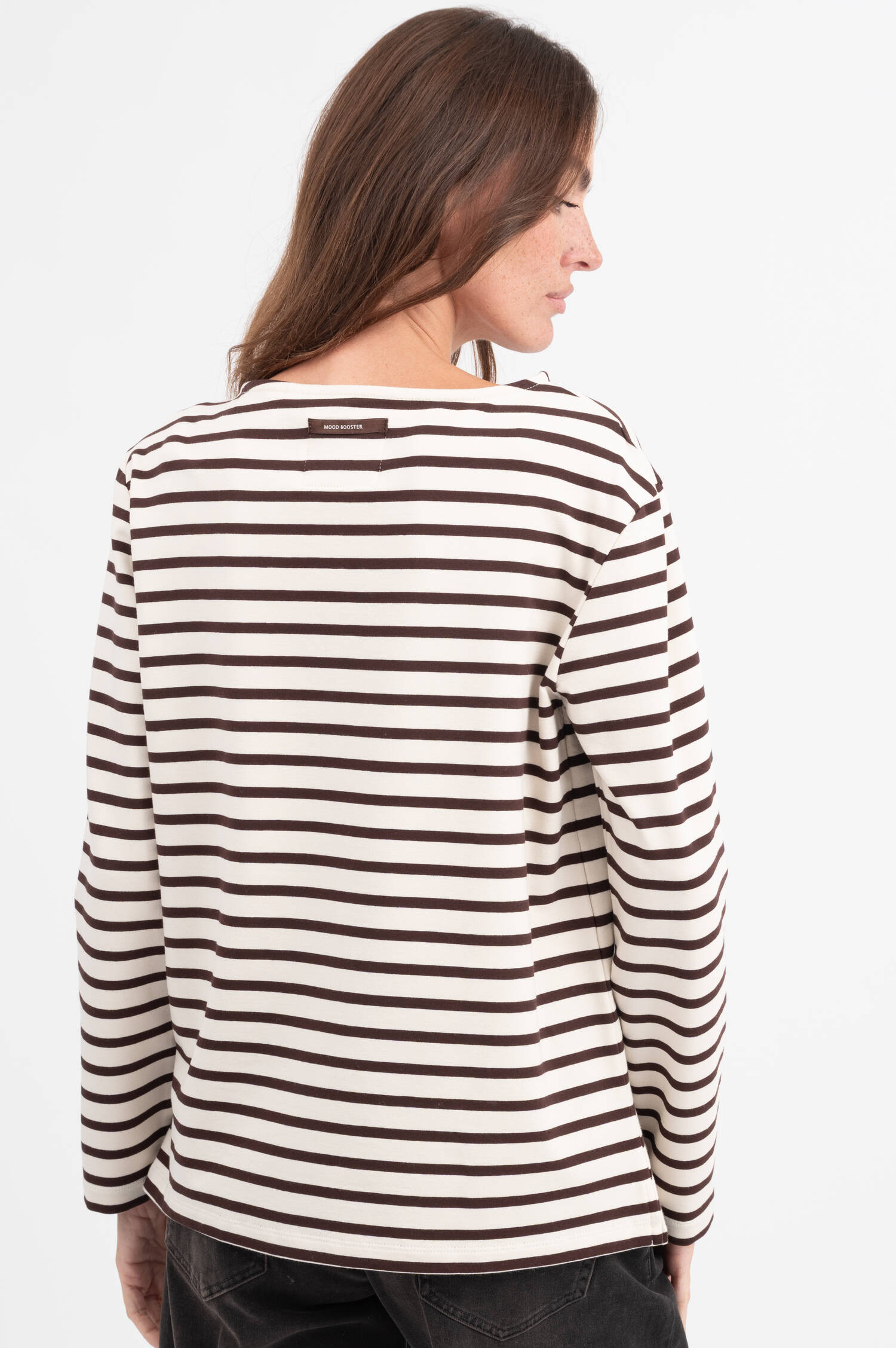Langarm-Ringelshirt in Ecru/Braun Langarm-Ringelshirt in Ecru/Braun