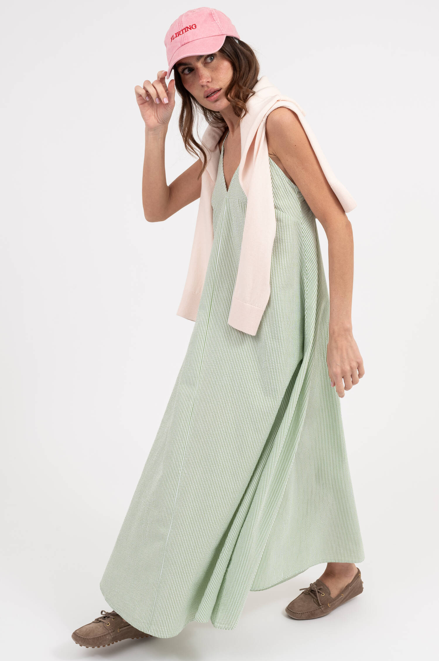 Sommerkleid in Grün/Weiß gestreift