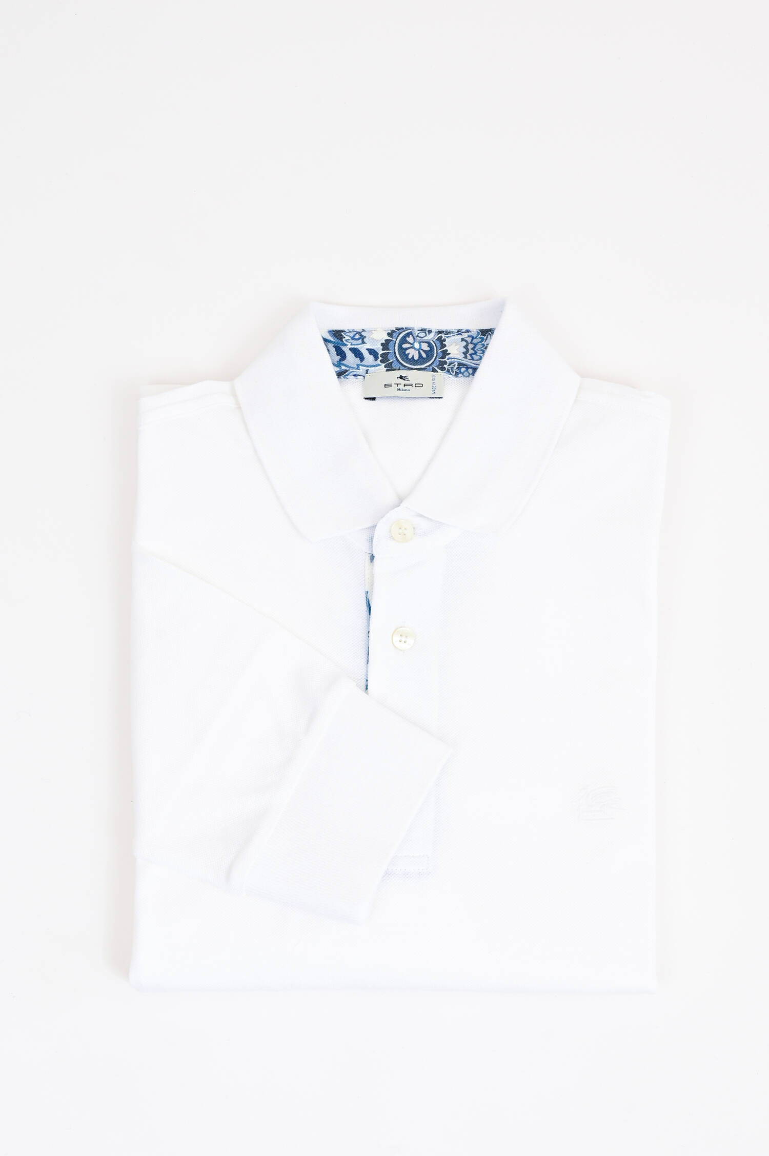 Polo-Shirt mit gemustertem Kragen in Weiß/Blau