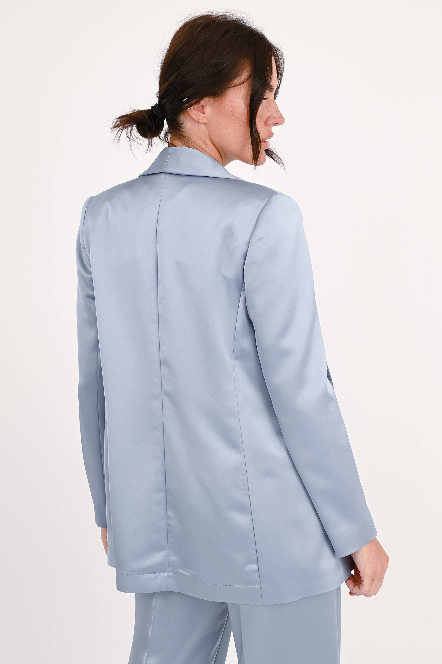 Oversize-Satinblazer in Graublau Oversize-Satinblazer in Graublau