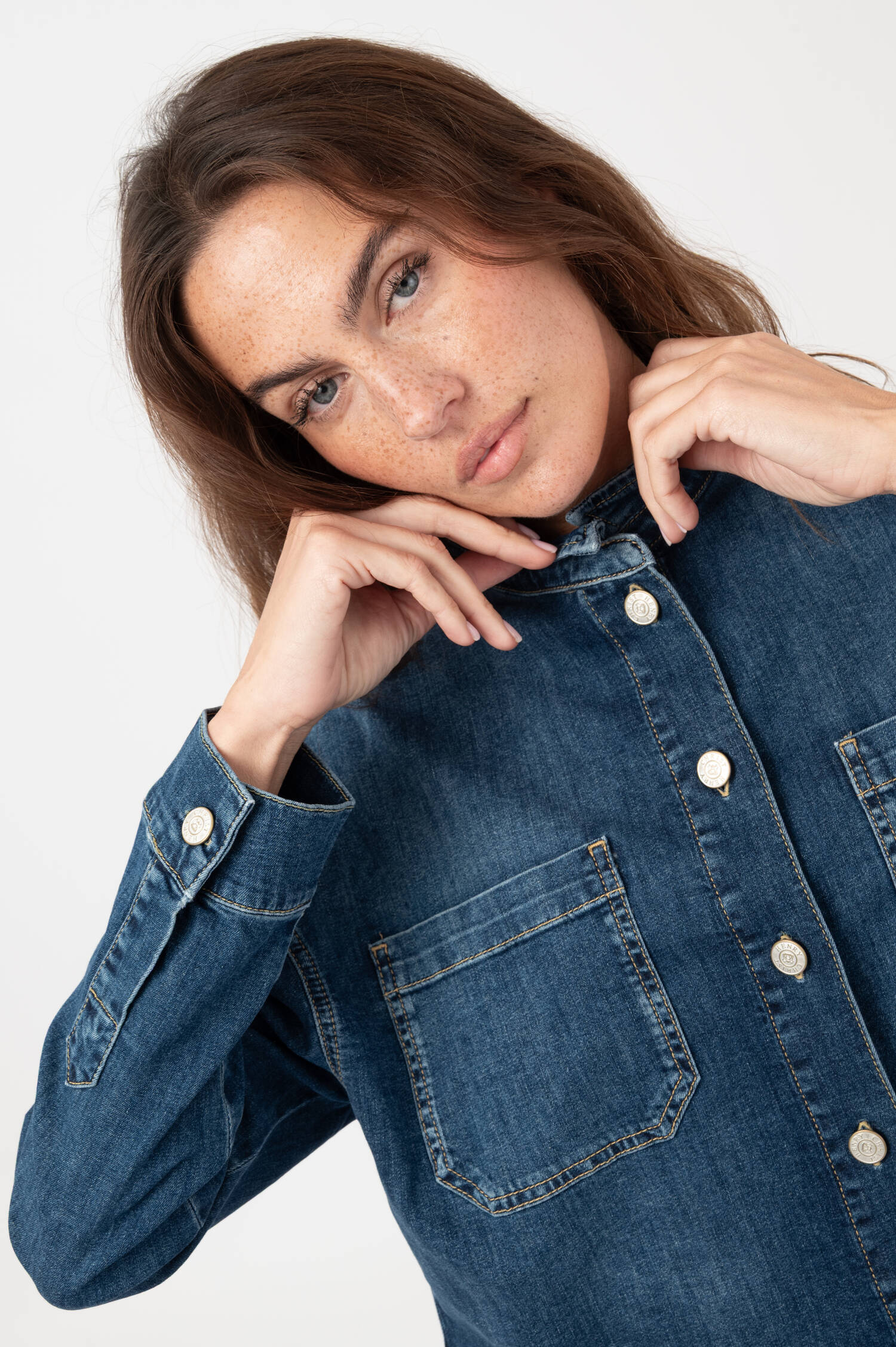 Cropped Denim-Jacke in Blau