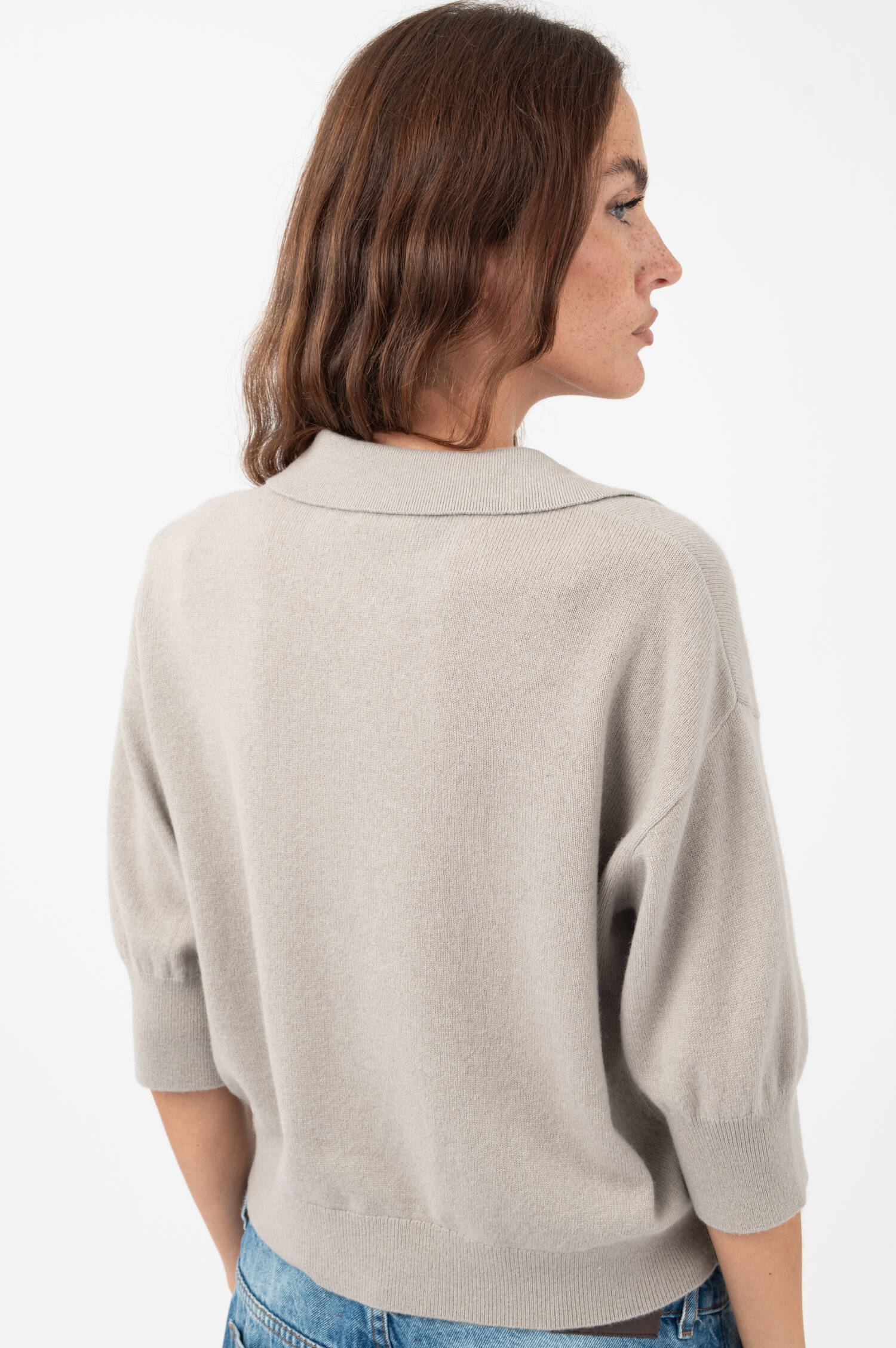 Polo-Cardigan MELINA in Greige