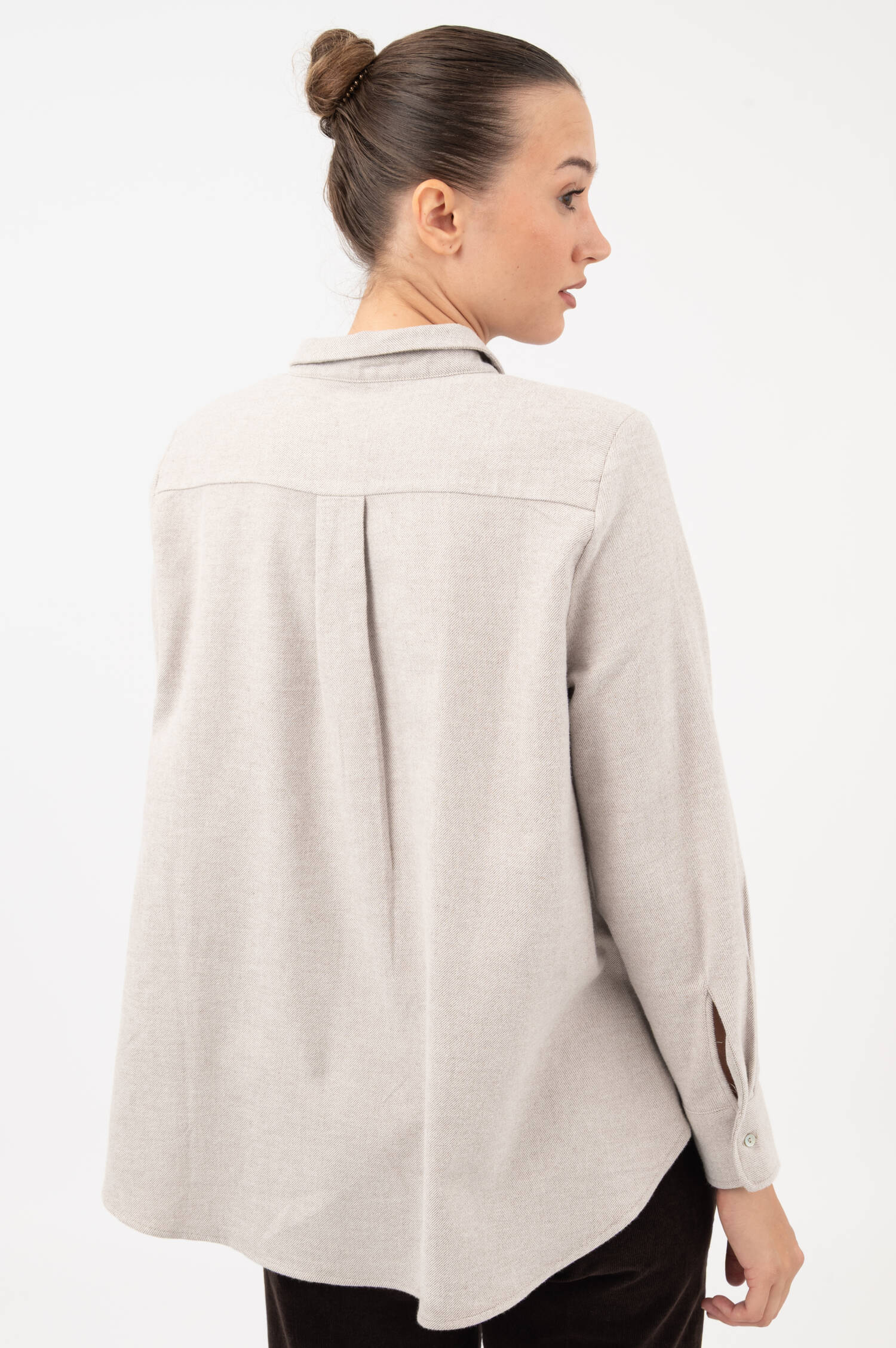 Weiche Baumwollbluse mit Streifen in Weiß/Grau