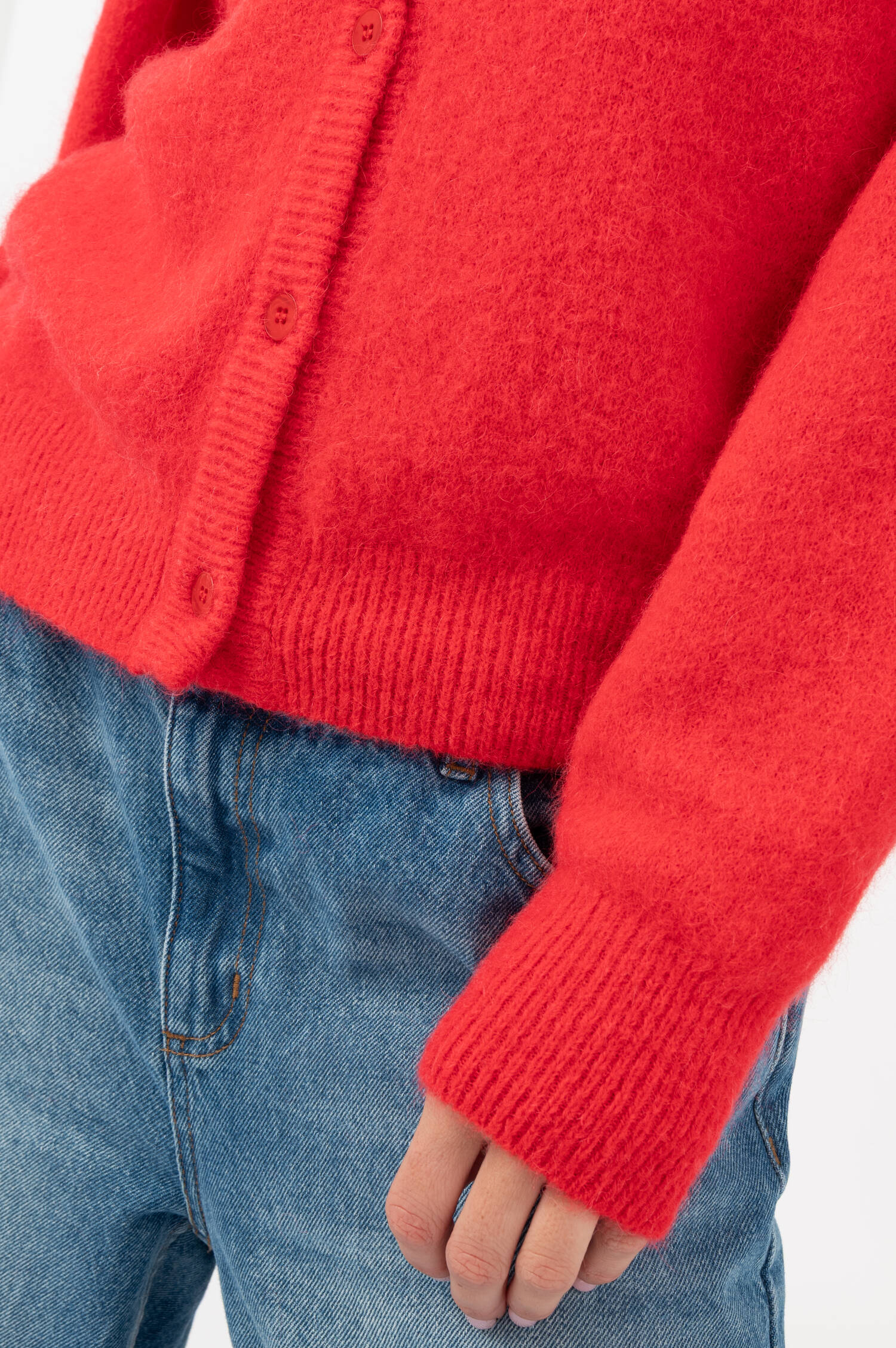 Alapaka-Mix Cardigan in Rot