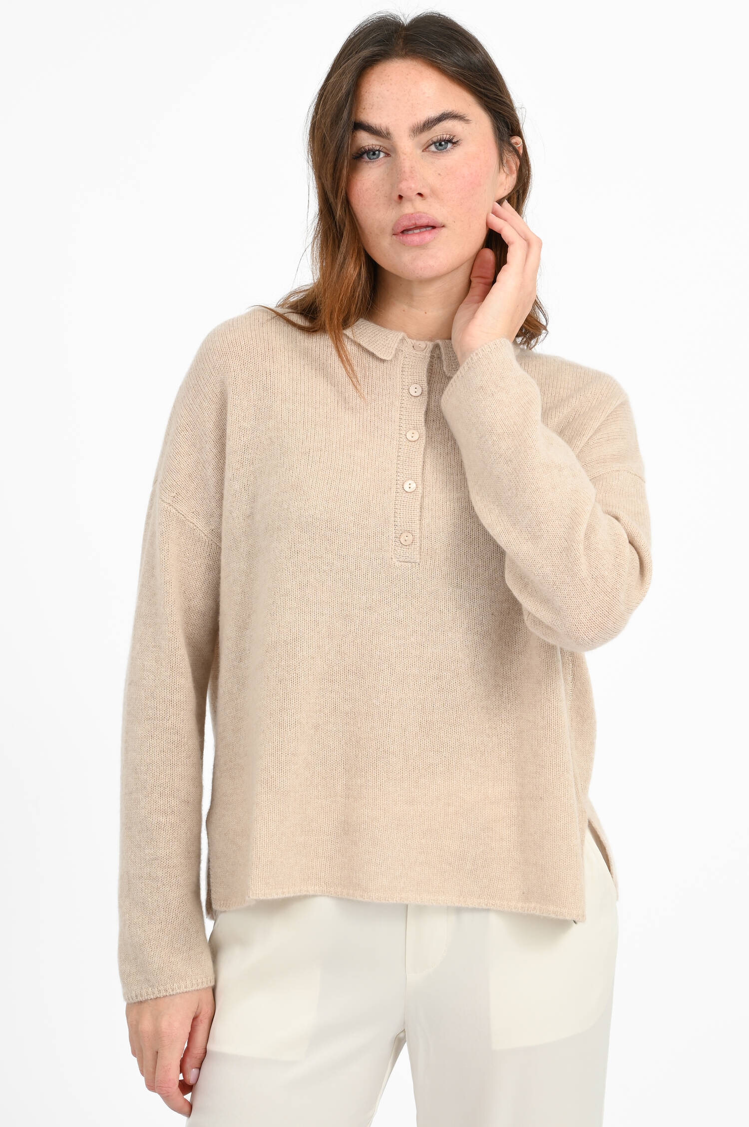 Pullover aus Cashmere-Baumwoll-Mix in Sand