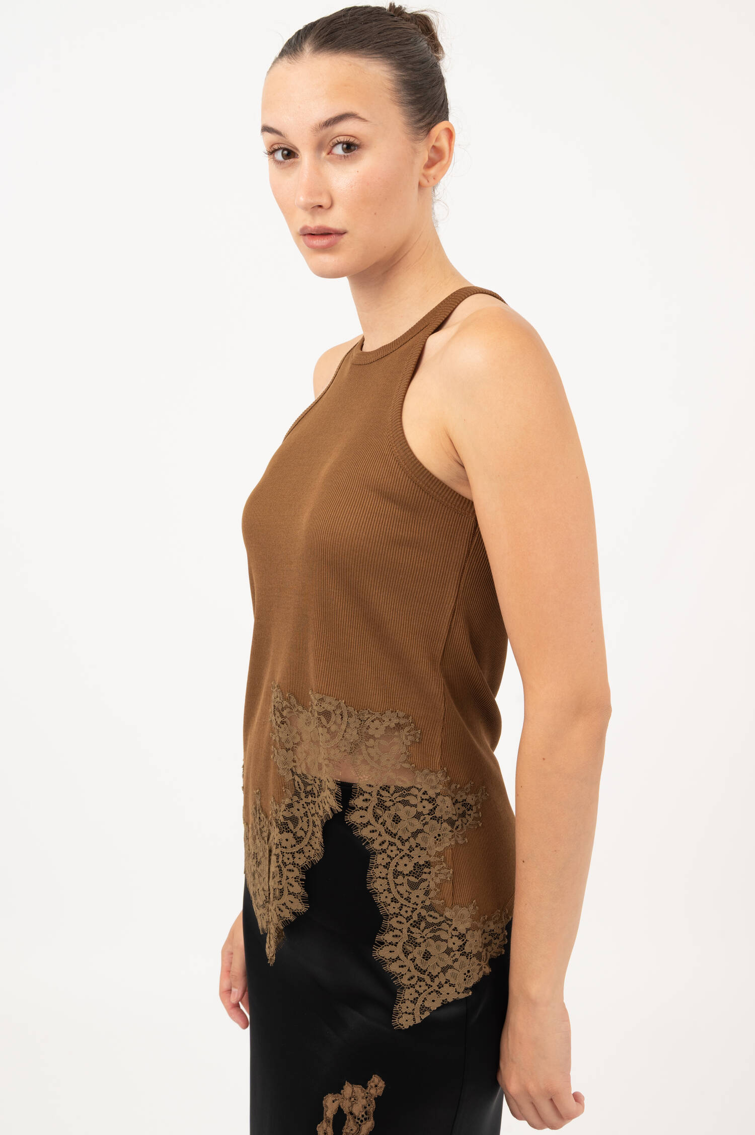 Tanktop mit Spitze in Braun Tanktop mit Spitze in Braun
