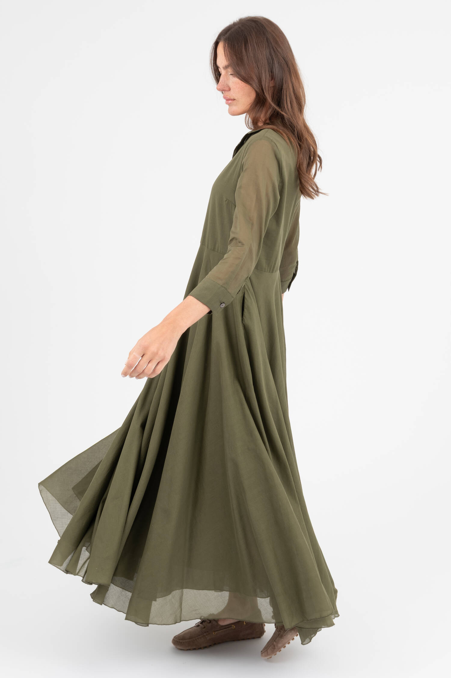 Baumwolle Kleid in Oilvgrün Baumwolle Kleid in Oilvgrün