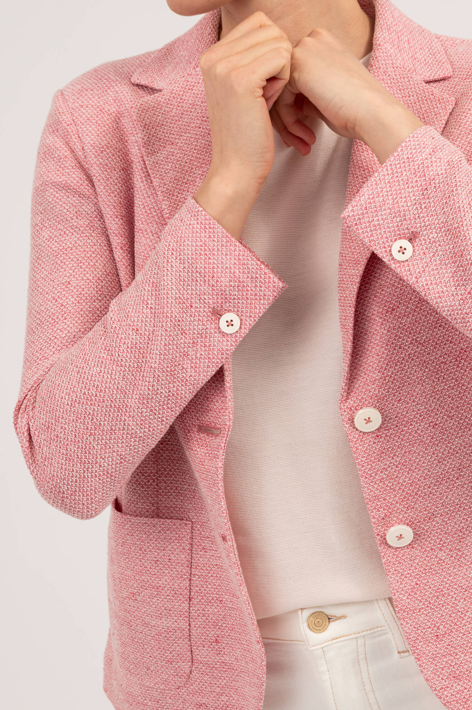 Leinen-Mix Blazer in Rosa meliert
