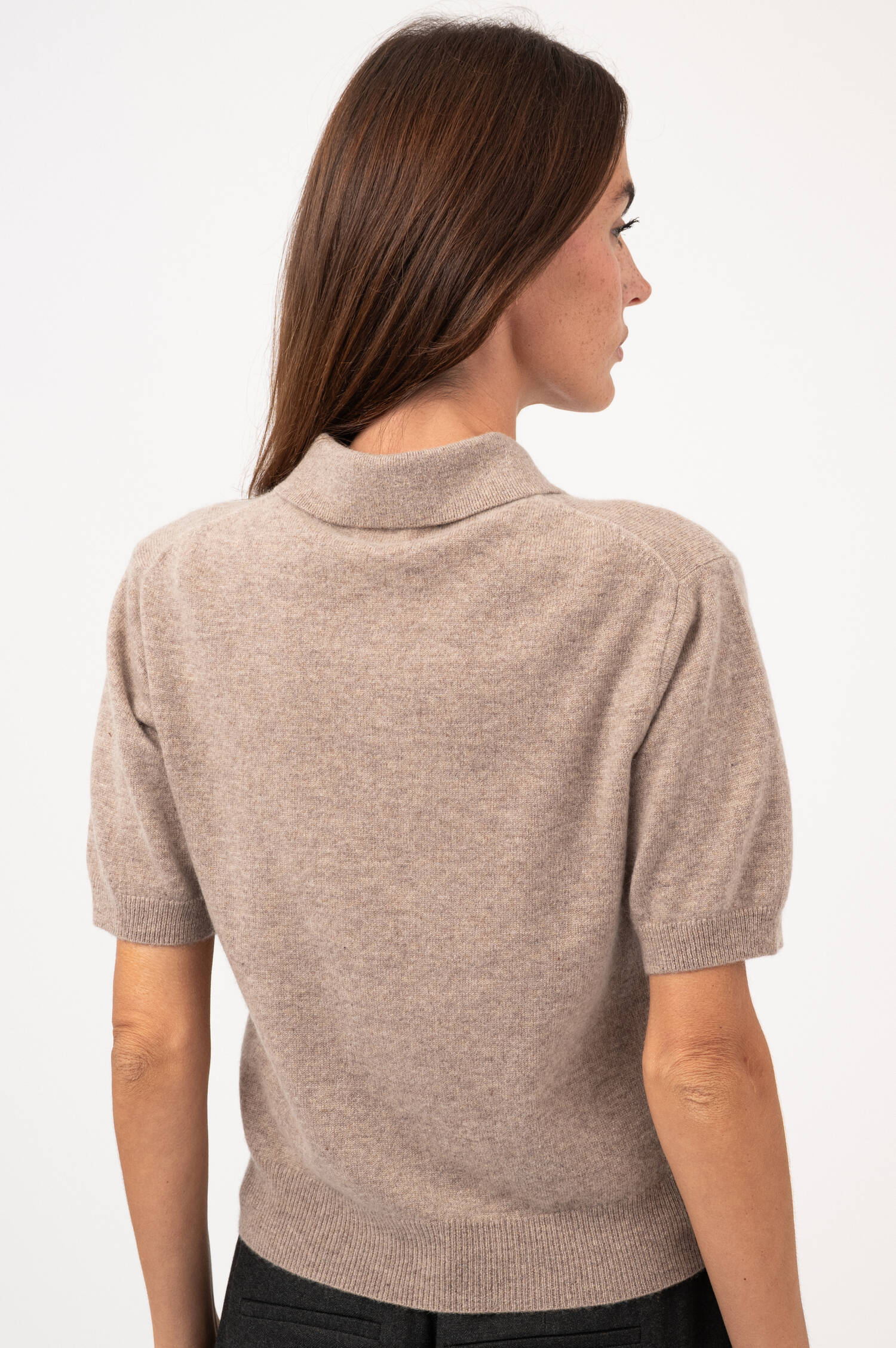 Cashmere-Polo-Pullover in Beige Cashmere-Polo-Pullover in Beige