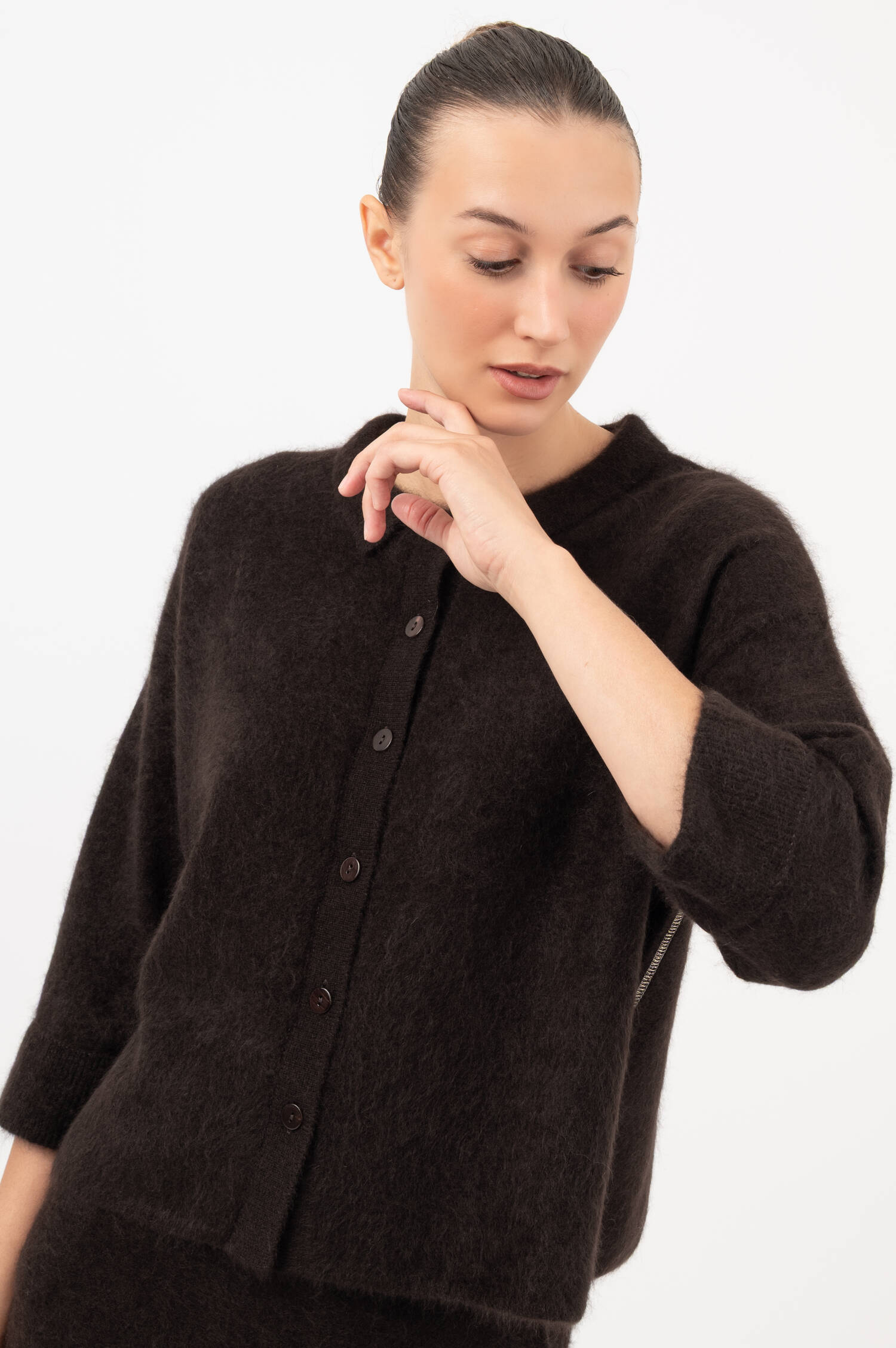 Hairy Cashmere Cardigan in Braun Hairy Cashmere Cardigan in Braun
