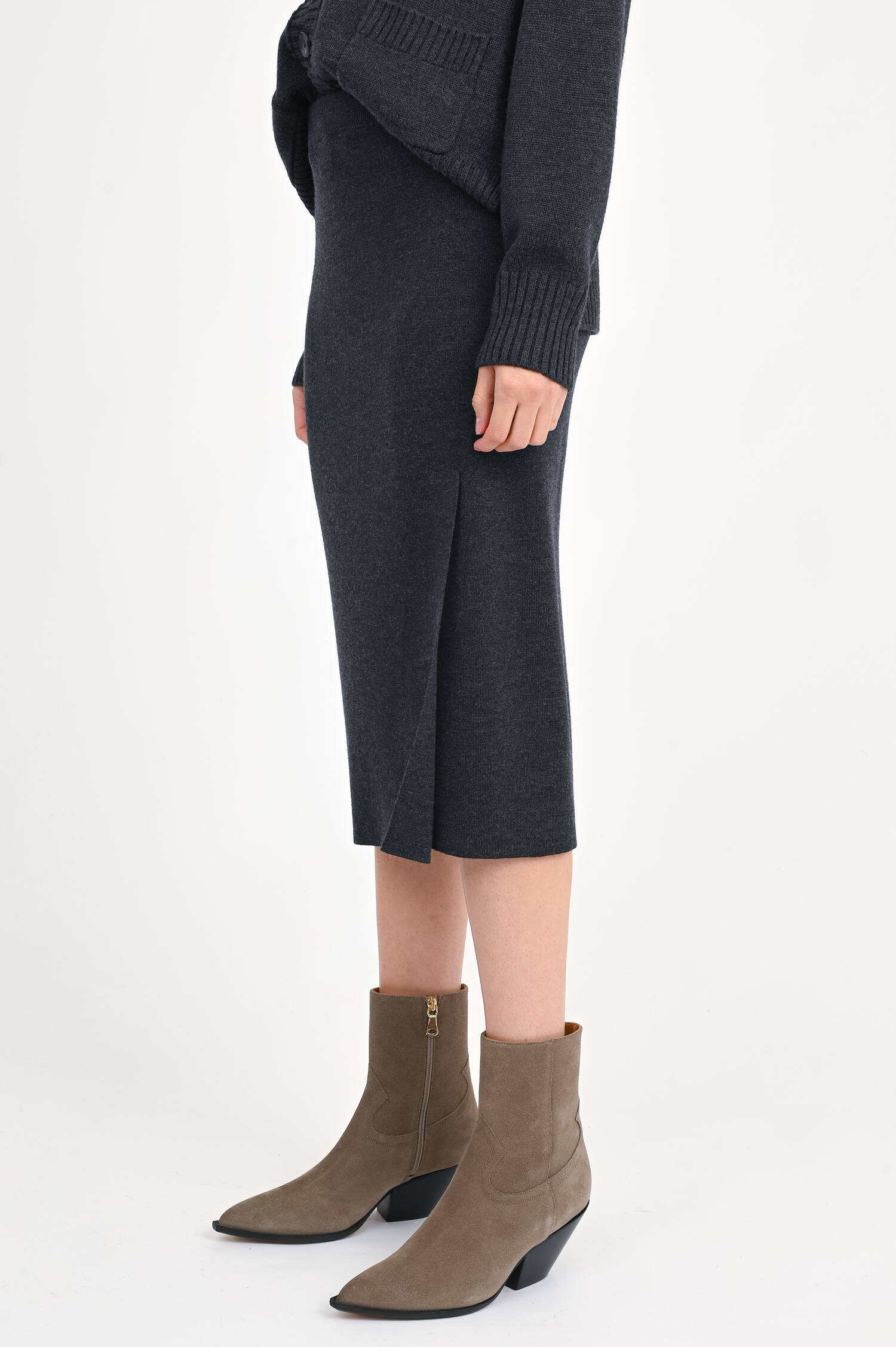 Midi-Rock mit Schlitz in Anthrazit