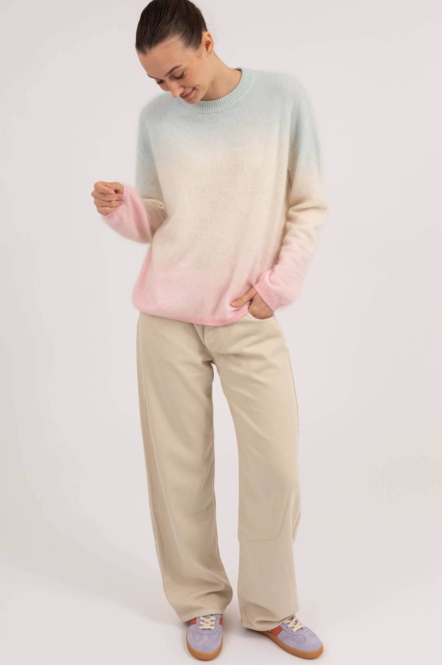 Hairy Cashmere-Woll Pullover BARBIE in Multicolor