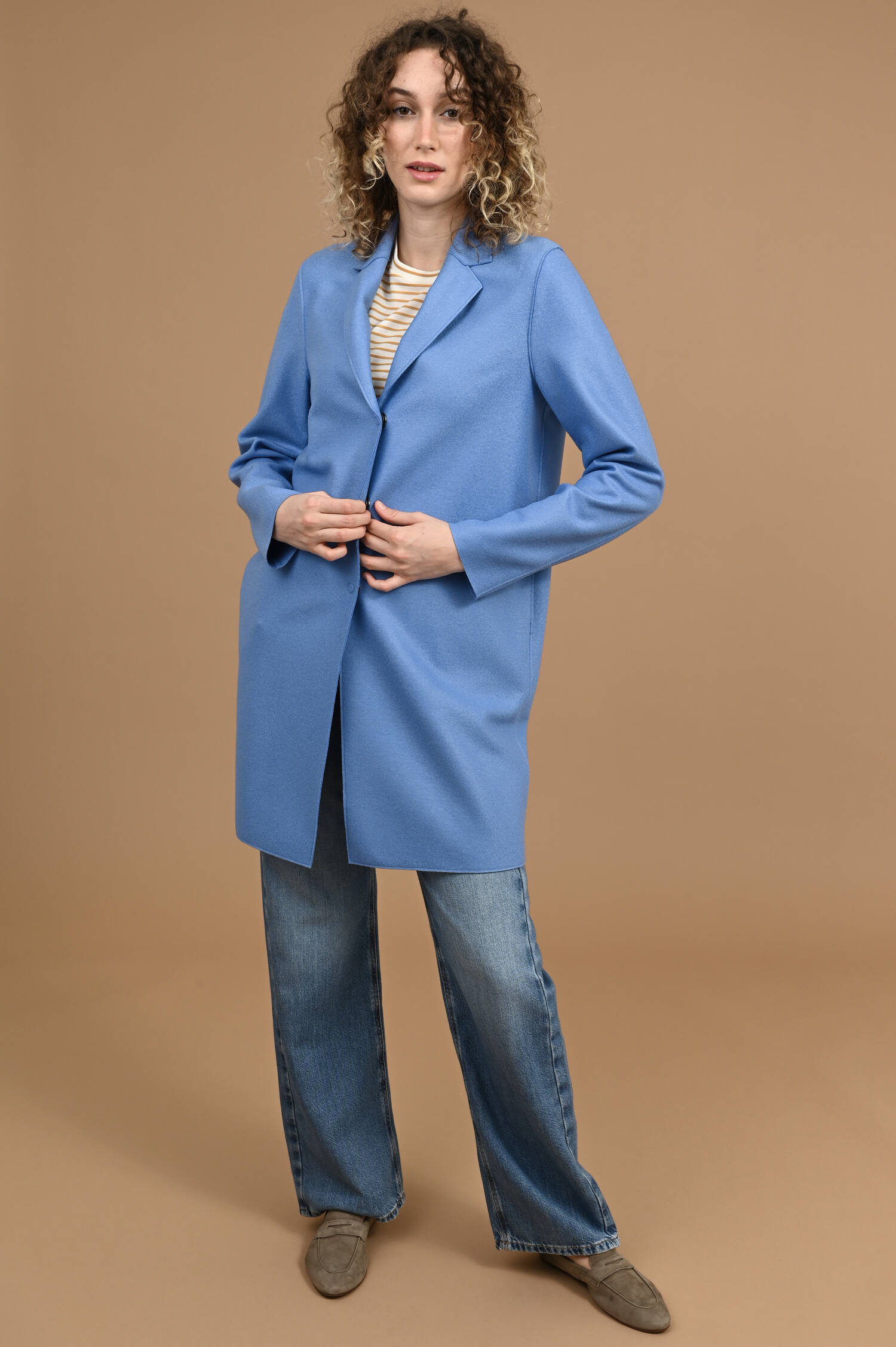 Wollmantel COCOON in Azure Blau