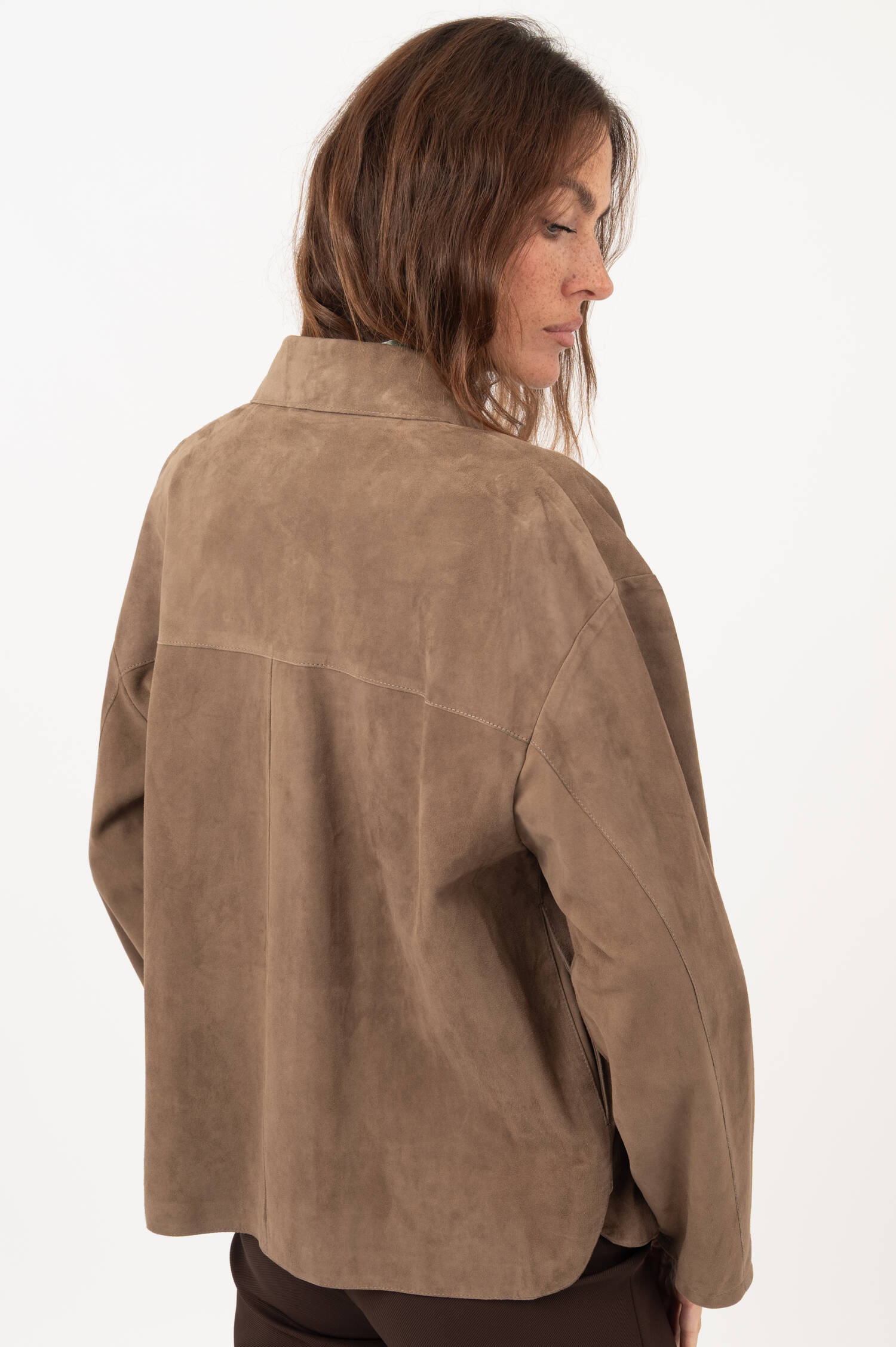 Suede Lederjacke FENNA in Taupe