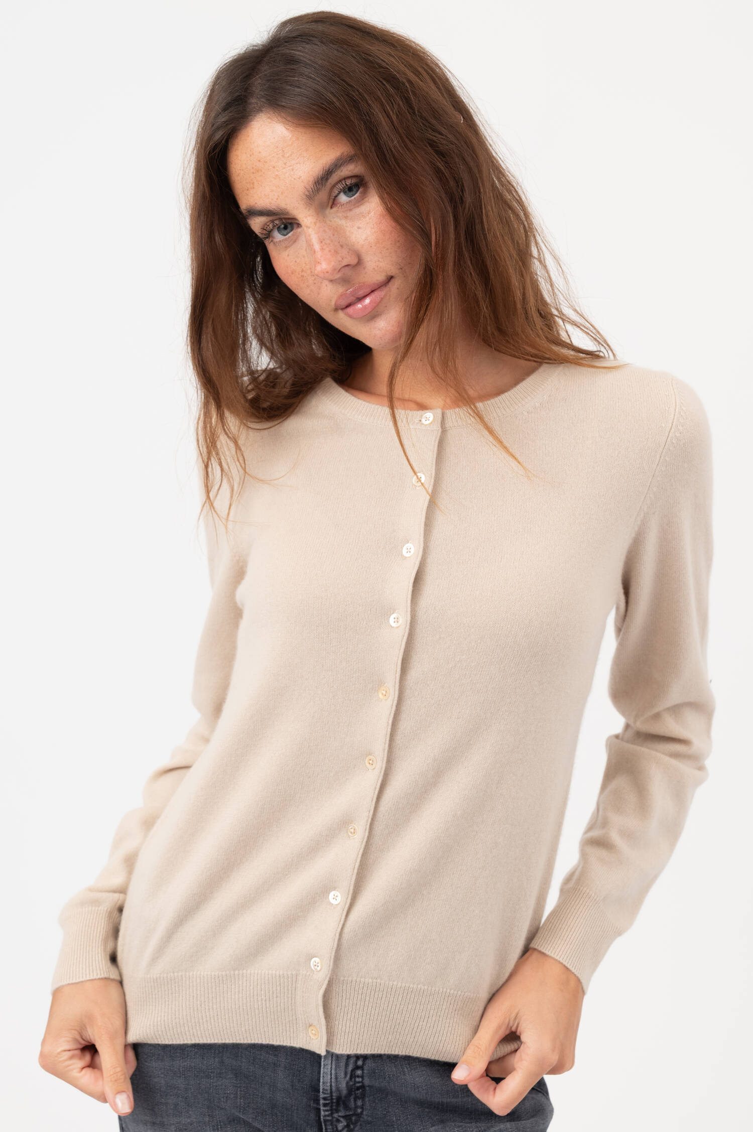 Cashmere-Cardigan in Beige