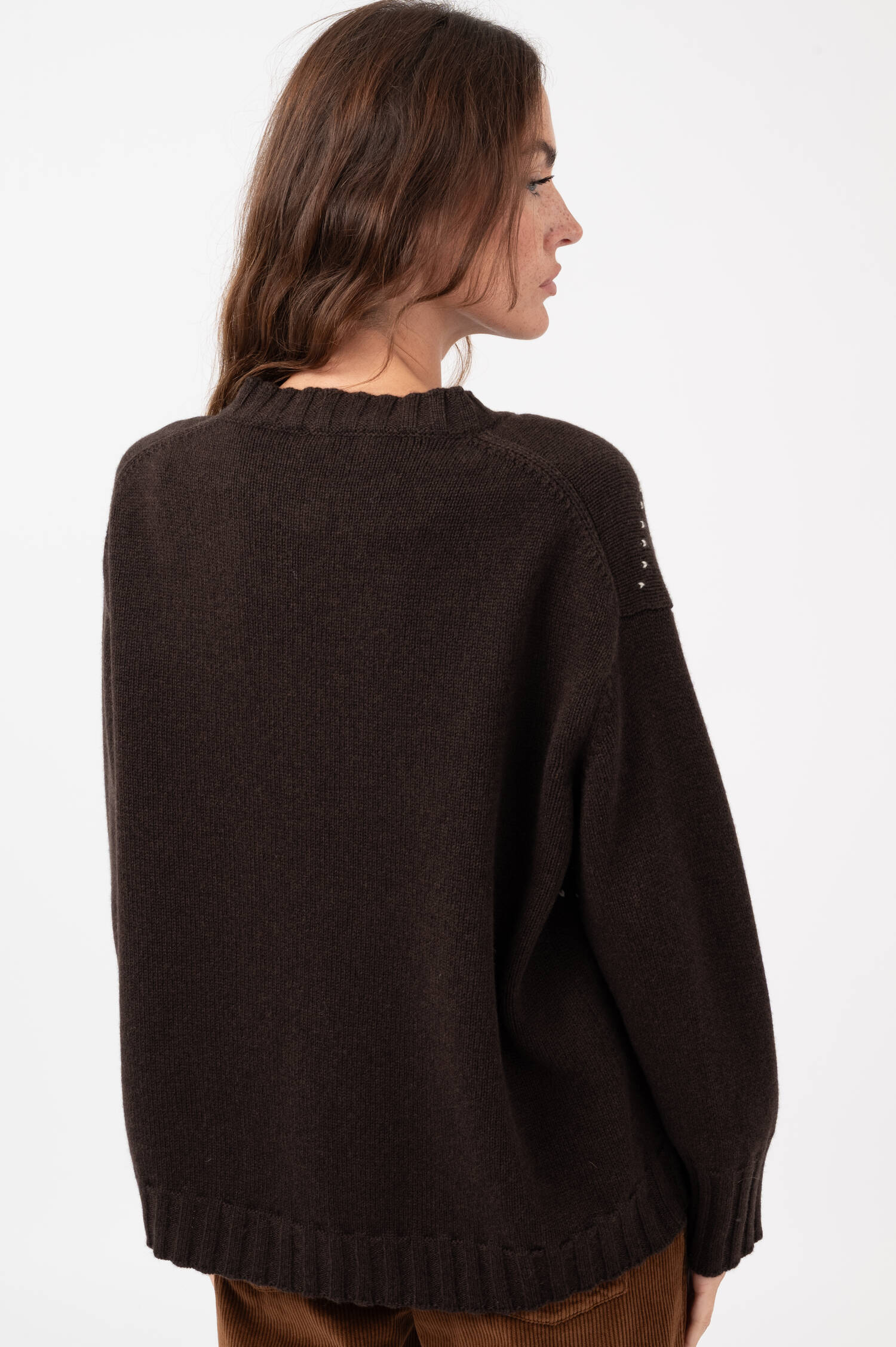 Pullover mit Rautenstrickdetails in Braun