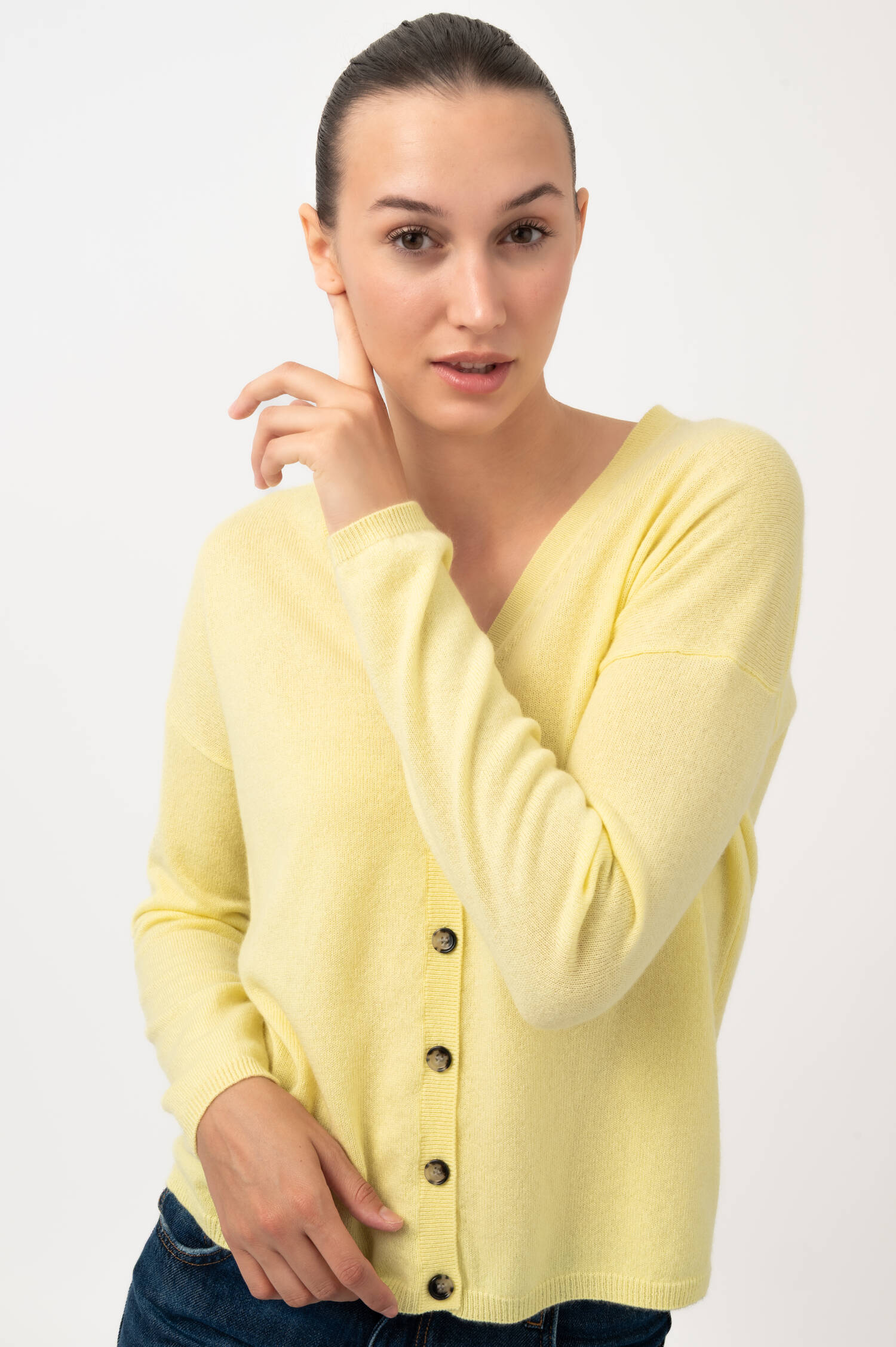 Cashmere Cardigan in Zitronengelb Cashmere Cardigan in Zitronengelb
