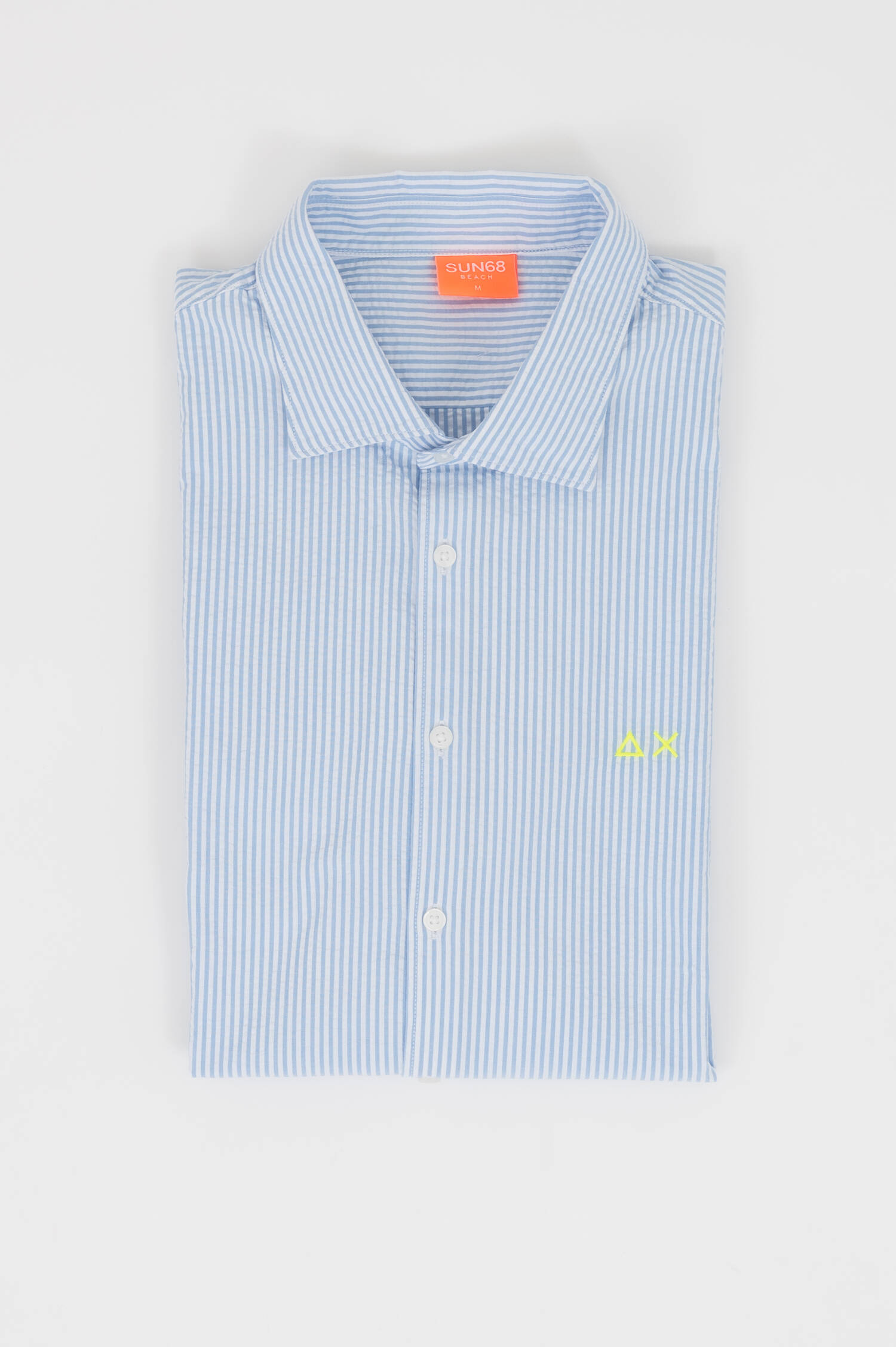 Gestreiftes Seersucker Hemd in Rosa/Weiß