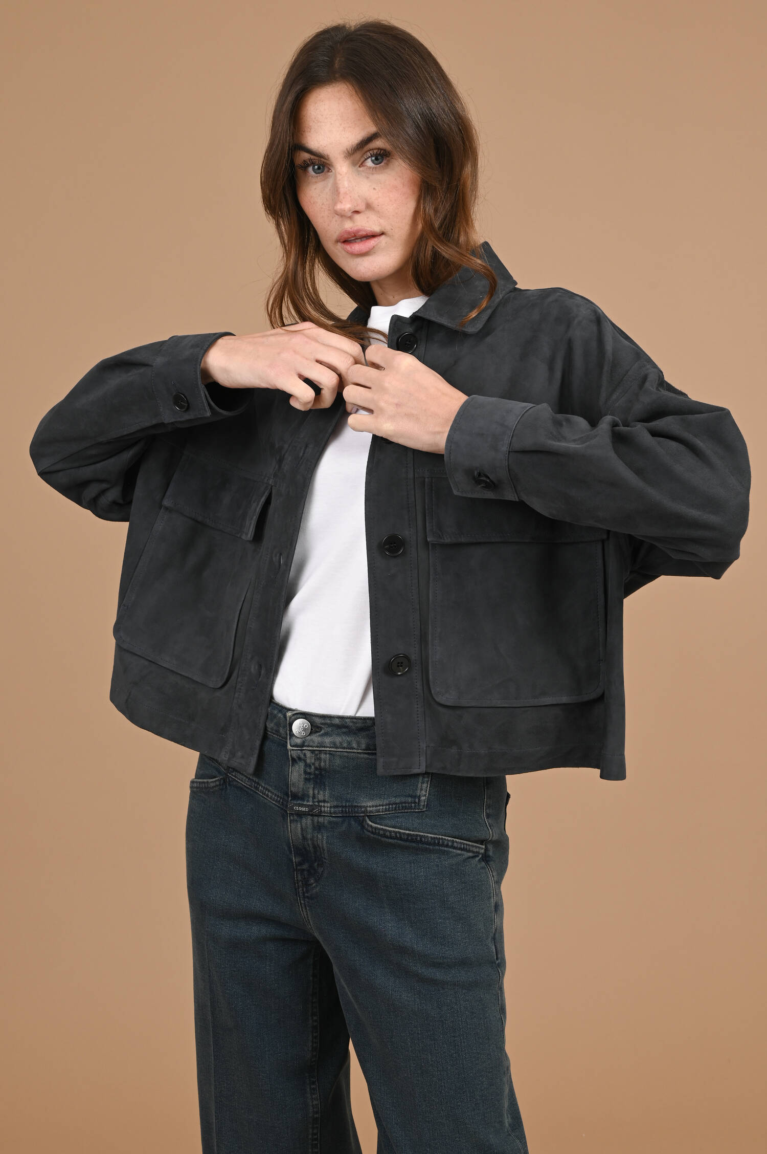 Suede Lederjacke MIRI in Royalblau Suede Lederjacke MIRI in Royalblau