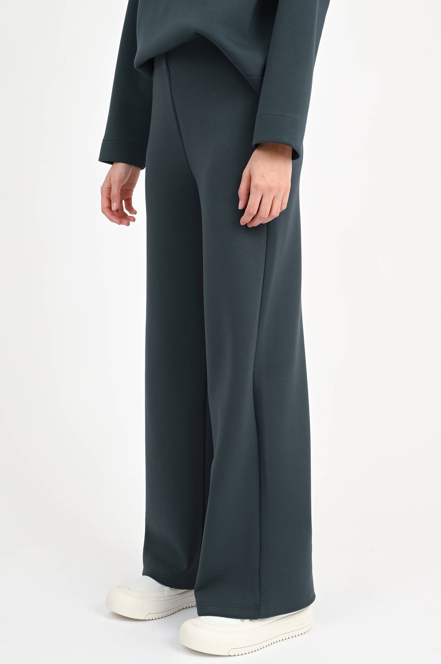 Wide-Leg-Hose in Graugrün