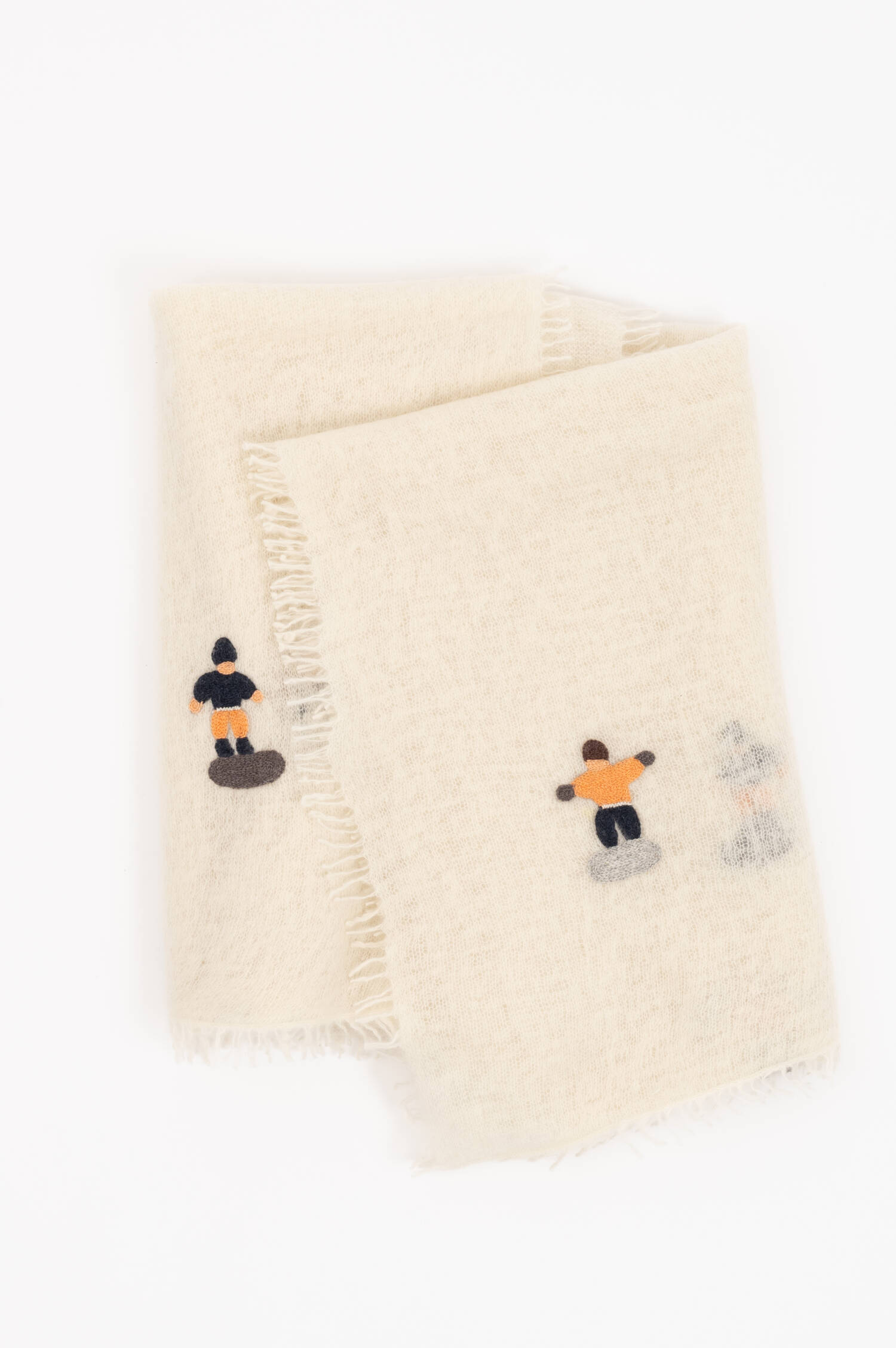 Cashmere Schal mit Ski-Motiv in Creme Cashmere Schal mit Ski-Motiv in Creme