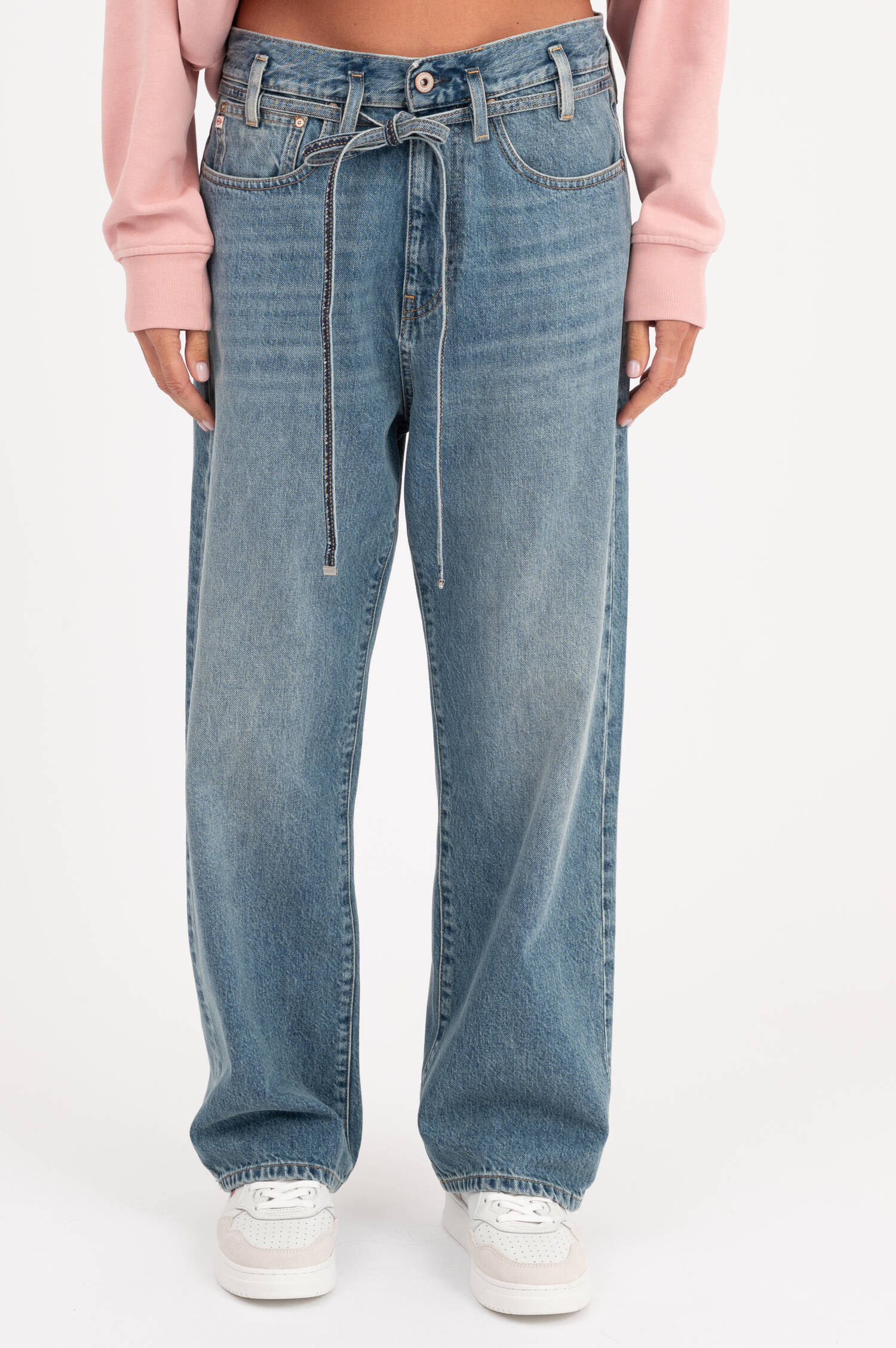Cropped Paperbag Jeans COOLIO in Mittelblau Cropped Paperbag Jeans COOLIO in Mittelblau