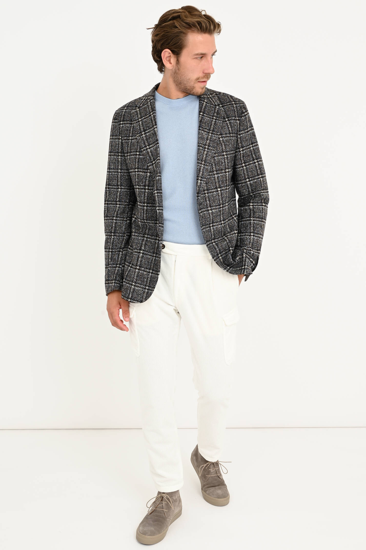 Sakko im Karo Design in Dunkelbraun