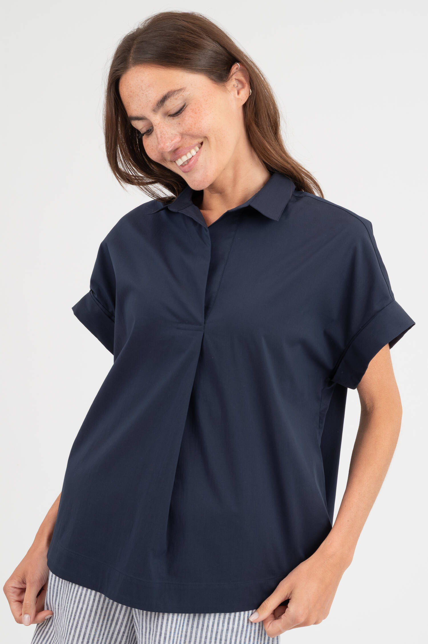Popeline Bluse in Navy