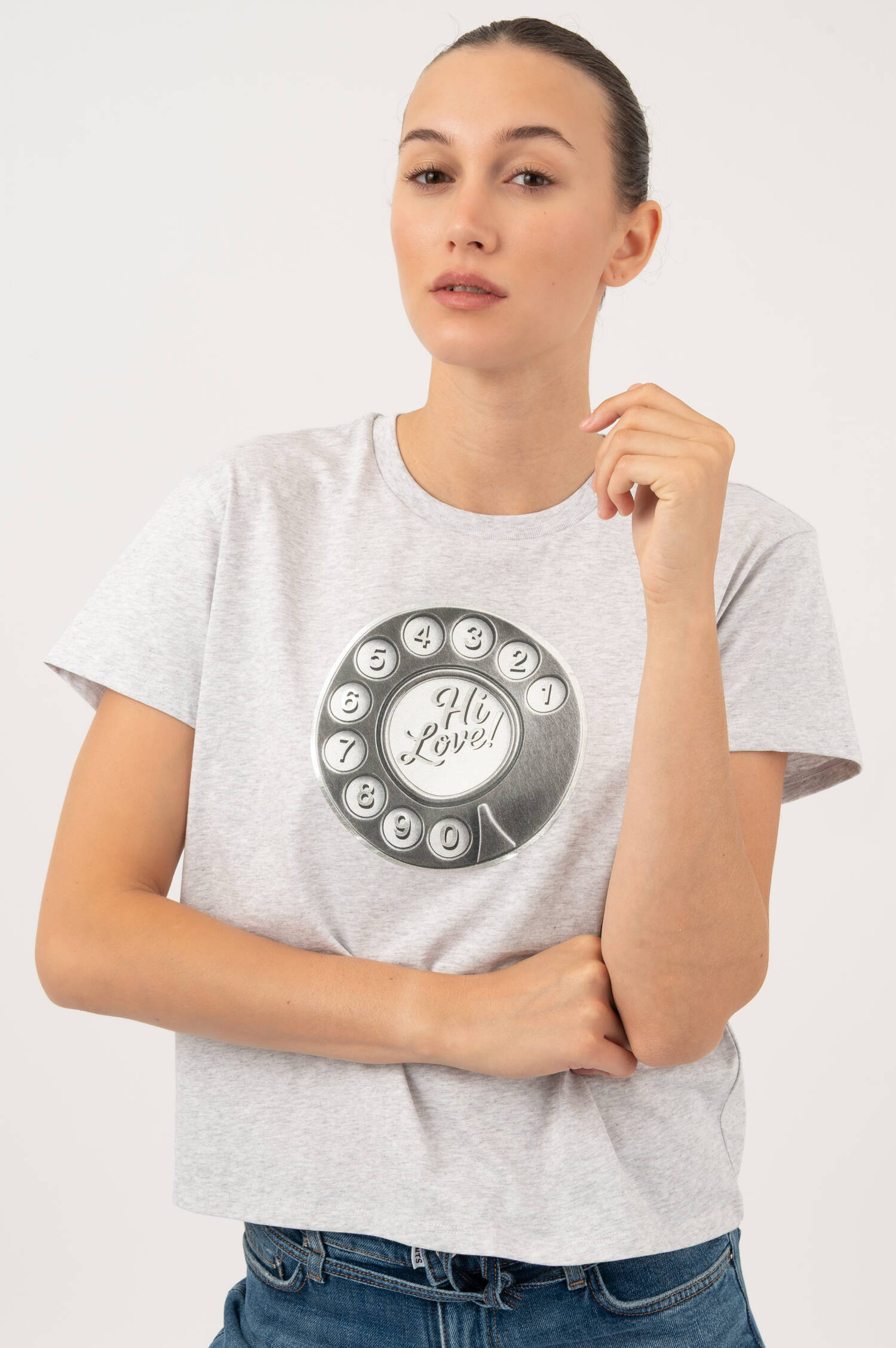 T-Shirt PHONE DIAL in Grau meliert T-Shirt PHONE DIAL in Grau meliert