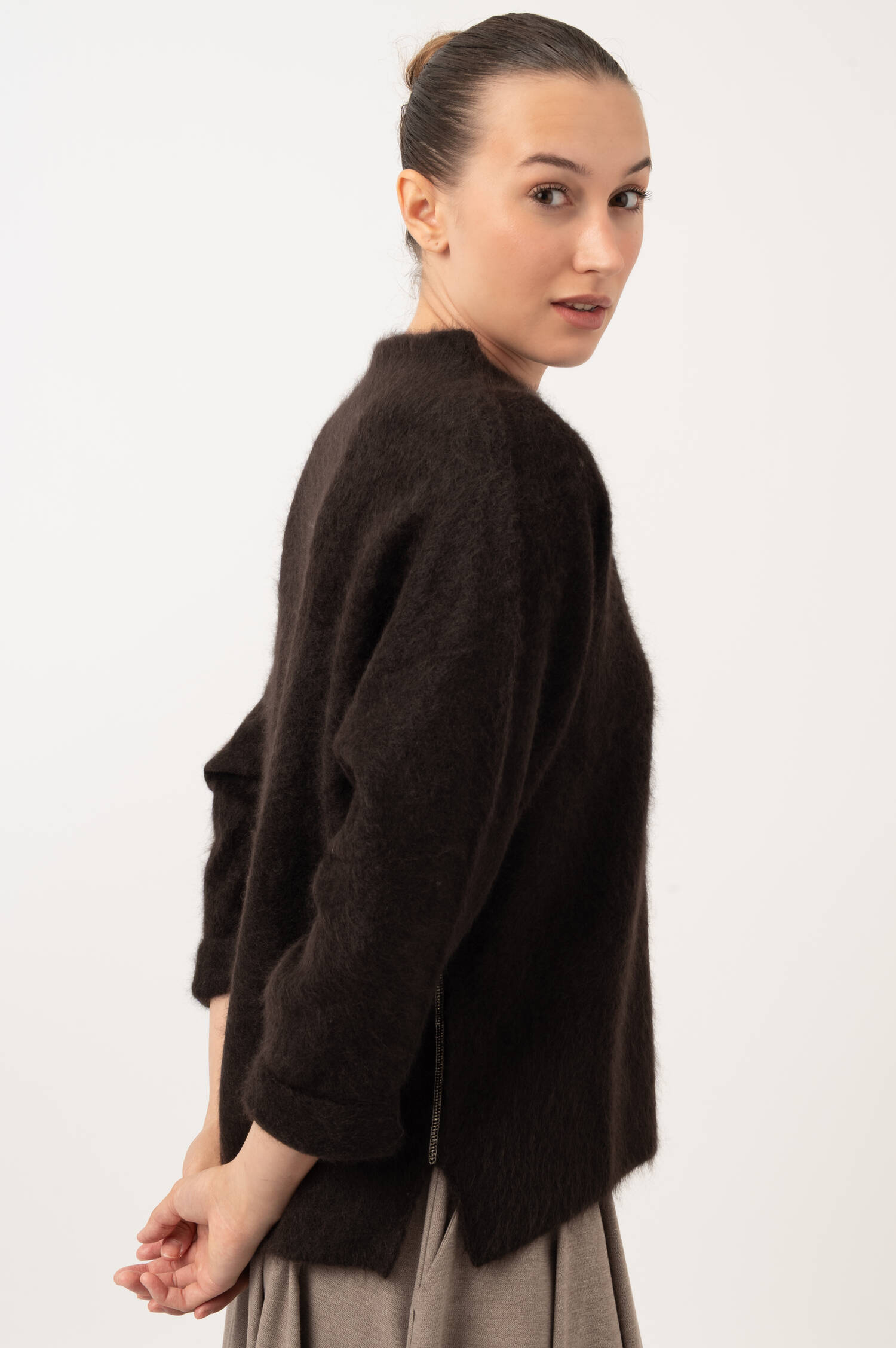 Hairy Cashmere Pullover in Braun Hairy Cashmere Pullover in Braun