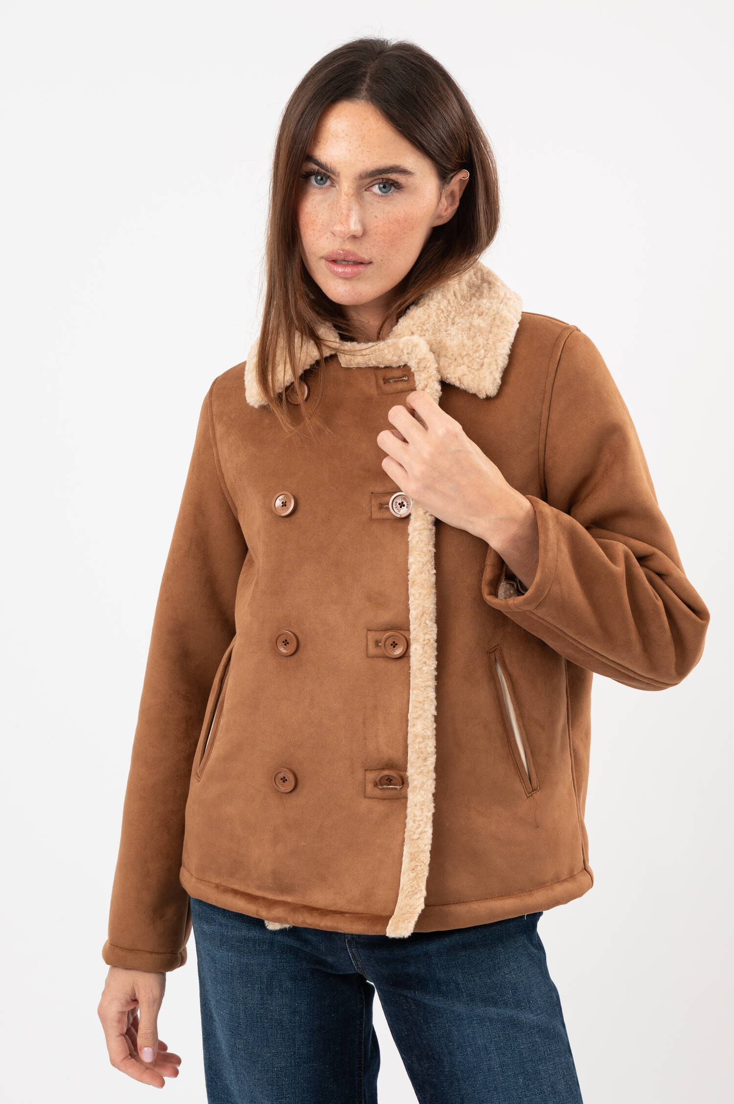 Faux-Fur-Jacke in Braun/Beige Faux-Fur-Jacke in Braun/Beige