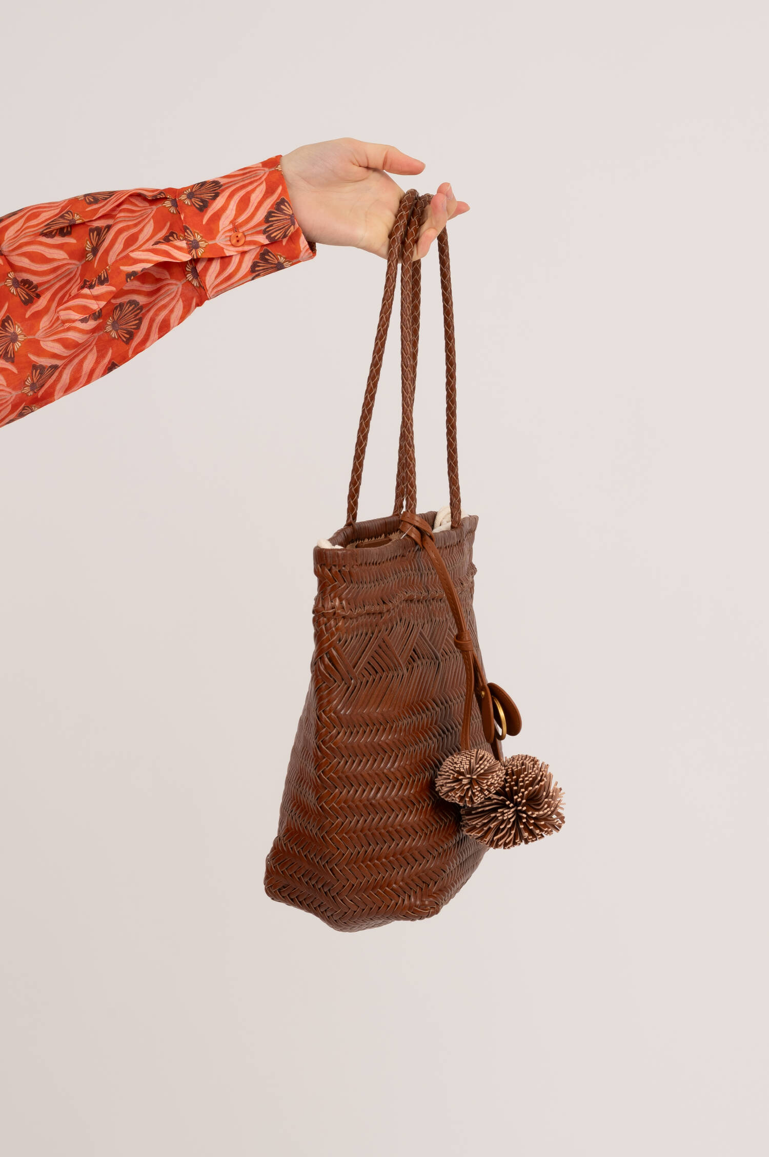 Gewebte Ledertasche PALOMA in Braun