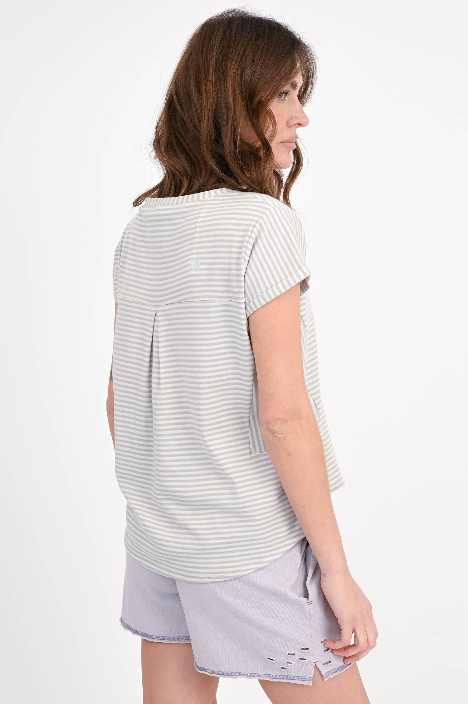 Gestreiftes-Shirt LILY in Mint/Flieder
