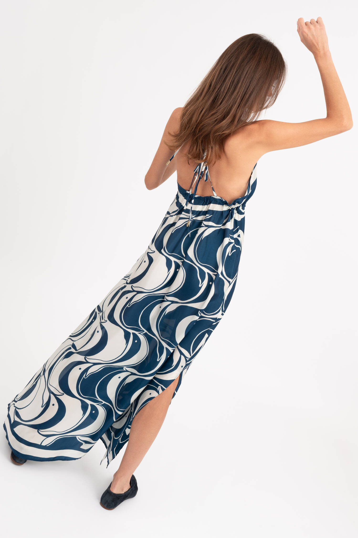 Maxikleid mit Fischprint in Blau Maxikleid mit Fischprint in Blau