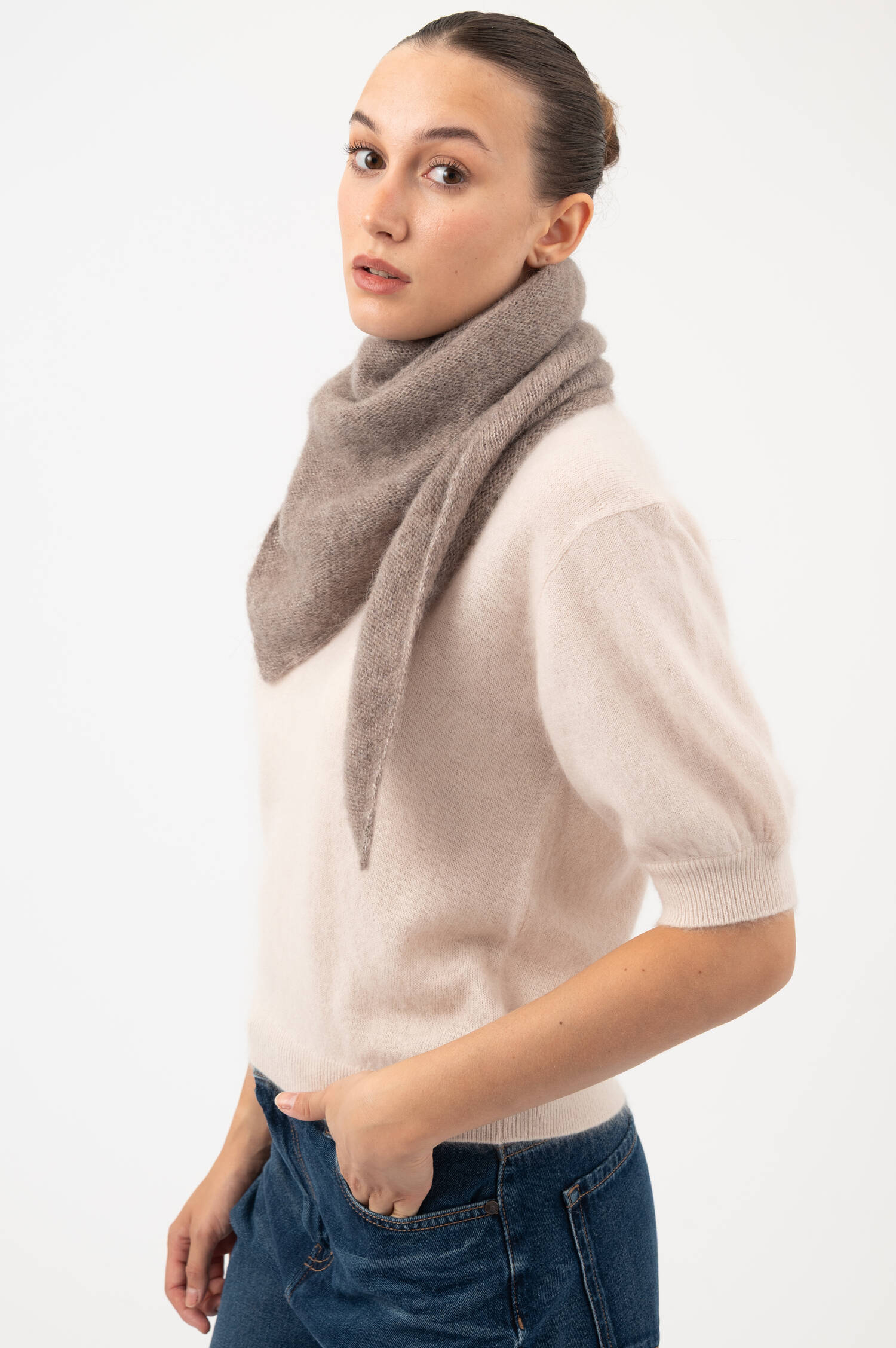 Alpaka-Mix-Dreiecksschal KASPER in Taupe