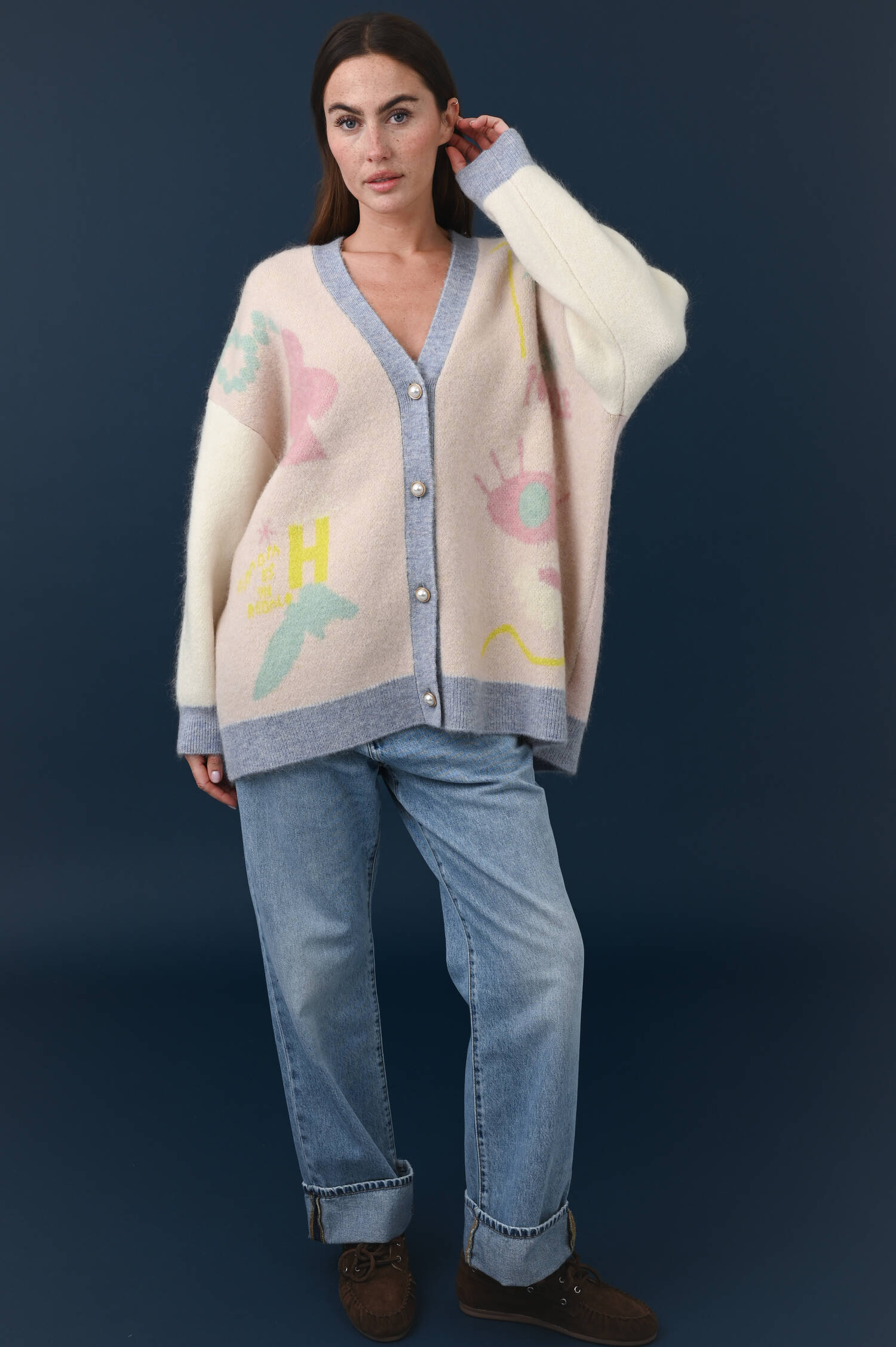 Strickweste in Mozarella gemustert Strickweste in Mozarella gemustert