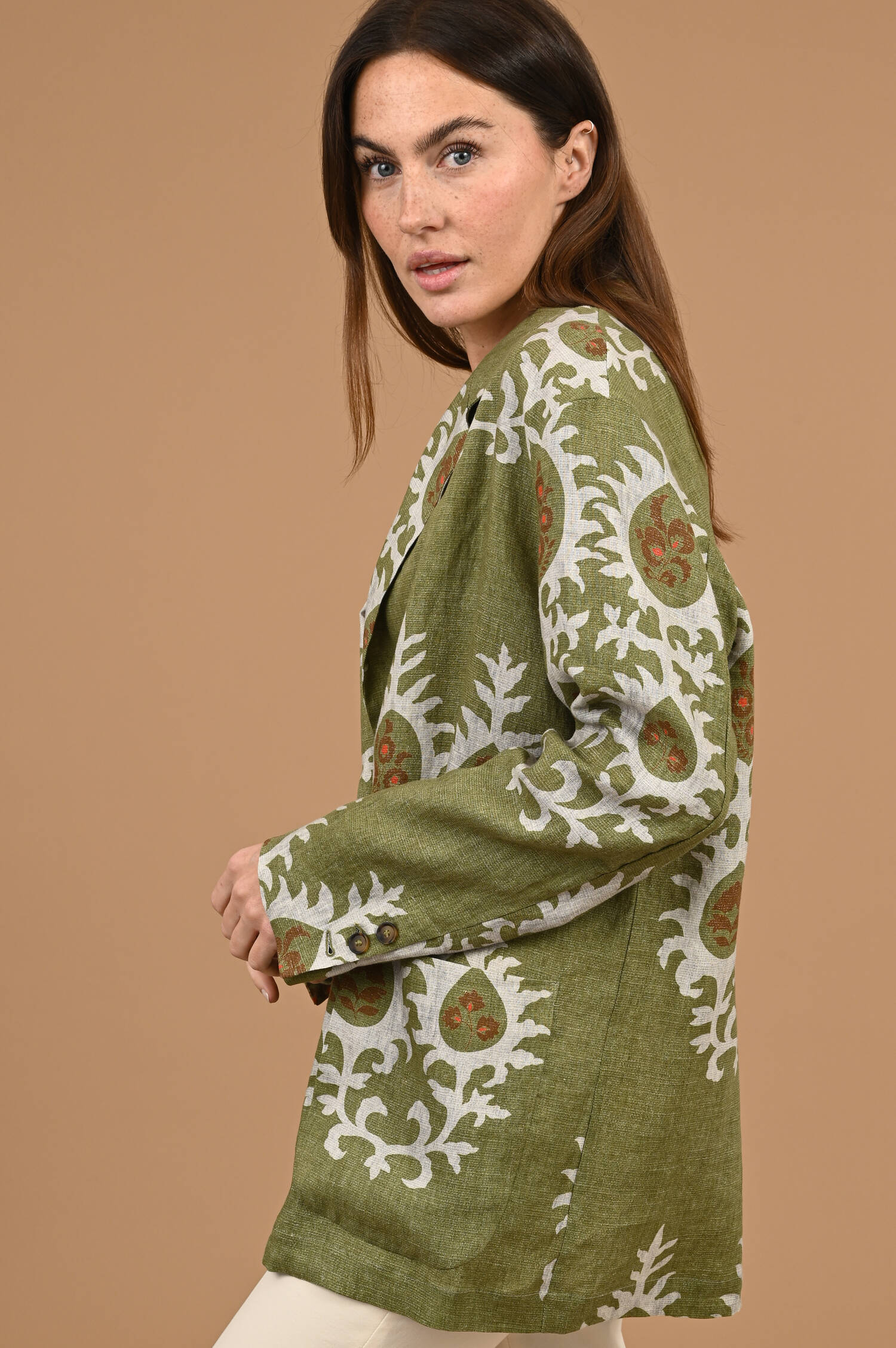 Leinenblazer in Bali Olive
