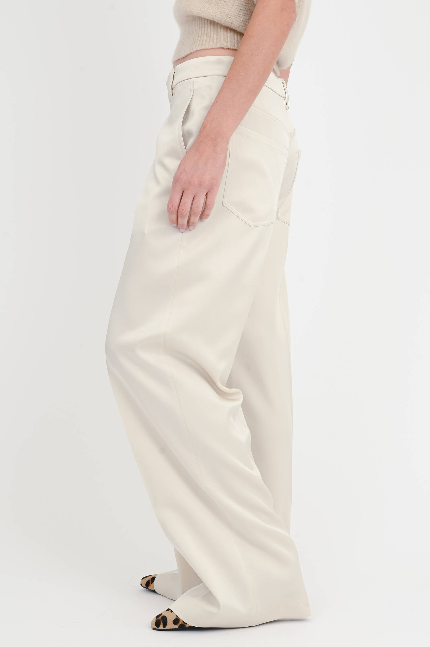 Shimmer Wide-Leg Hose in Creme