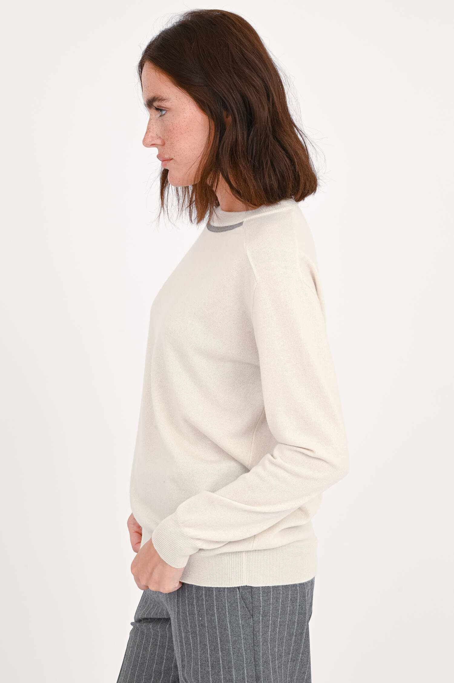 Cashmerepullover mit Molini-Detail in Creme