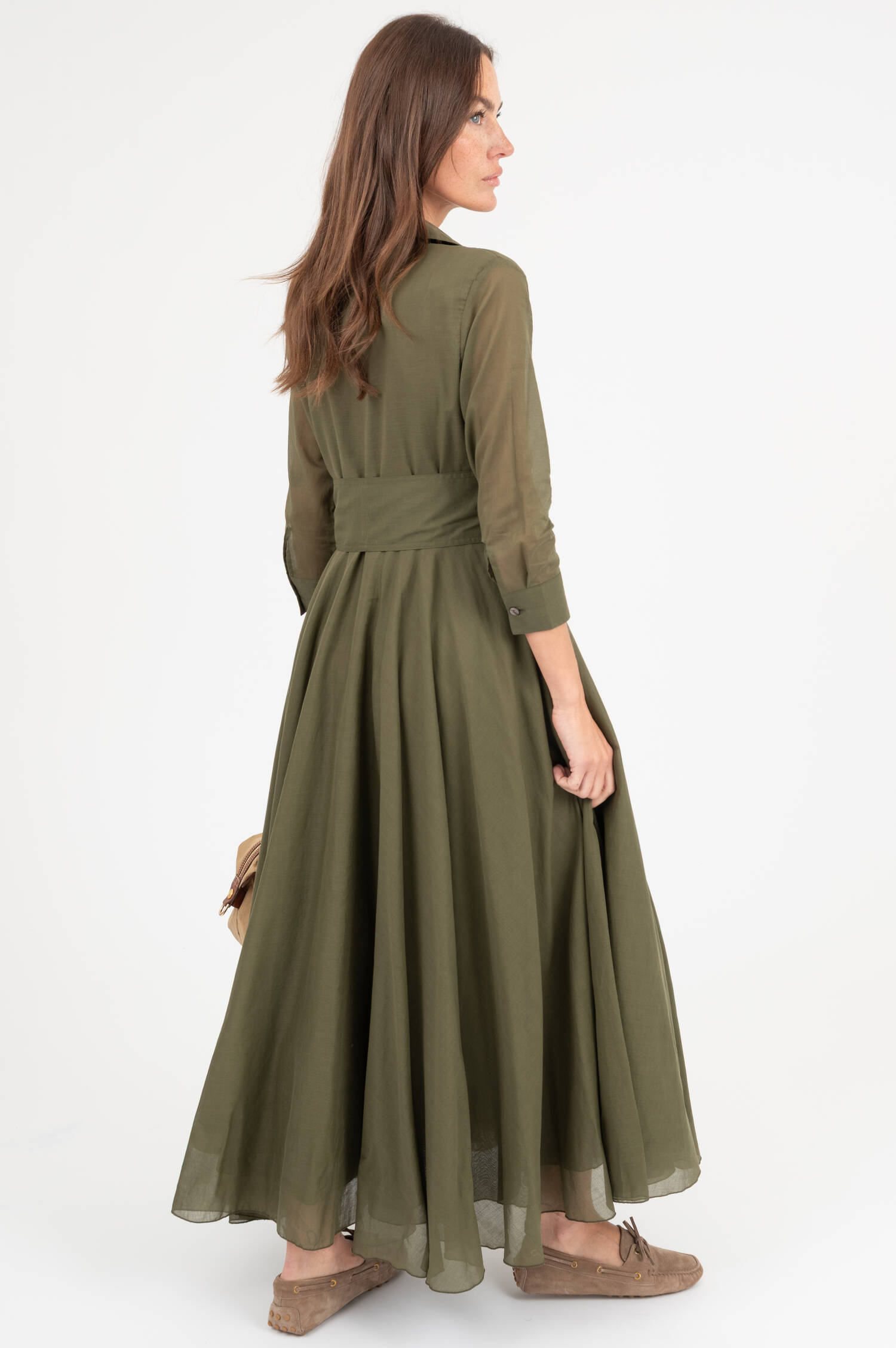 Baumwolle Kleid in Oilvgrün Baumwolle Kleid in Oilvgrün