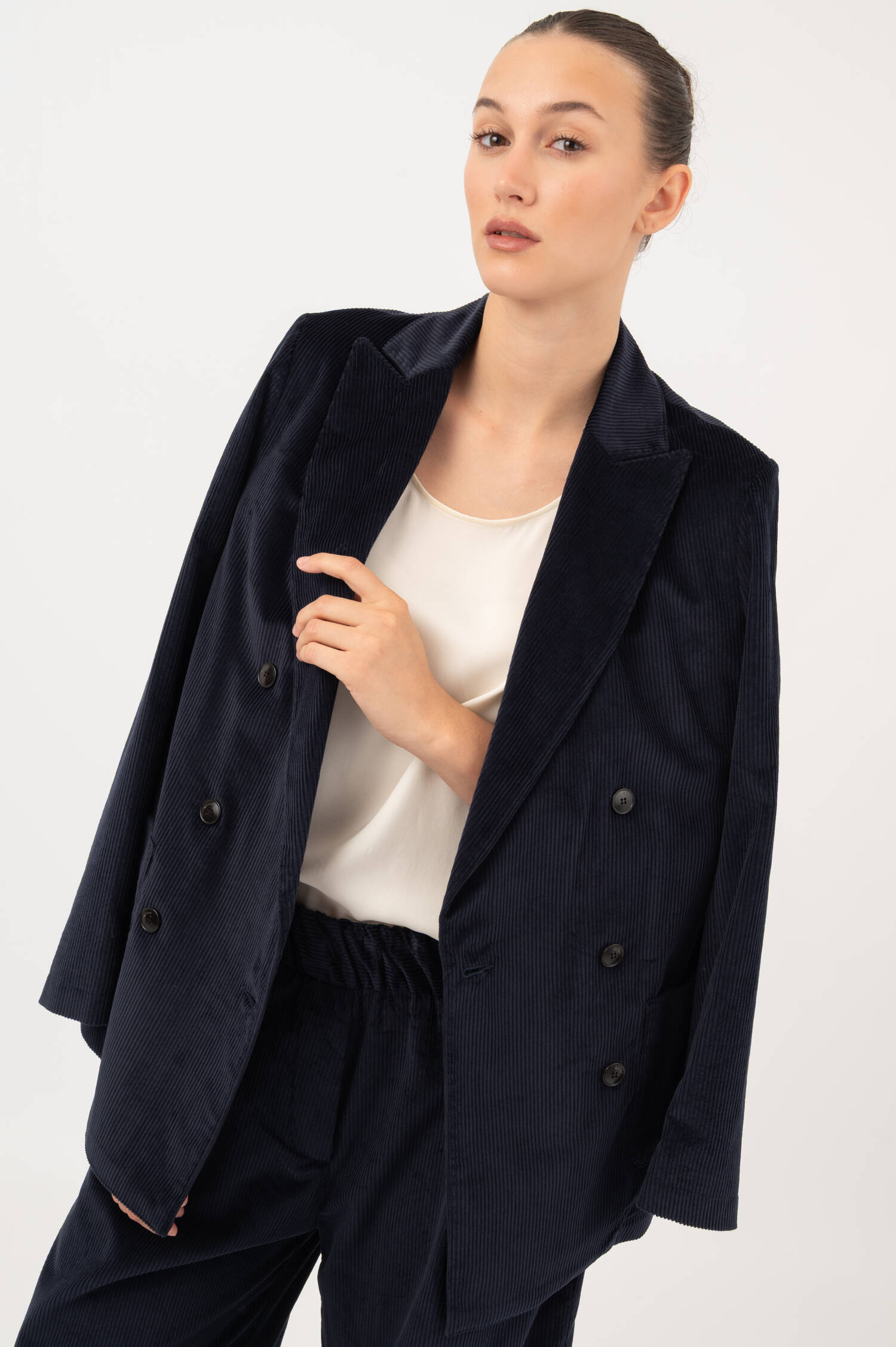 Spitzrevers Cord-Blazer in Navy