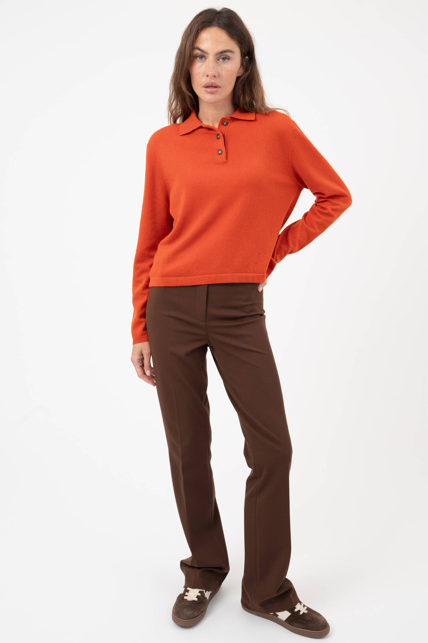 Cashmere-Polo-Pullover in Orange Cashmere-Polo-Pullover in Orange