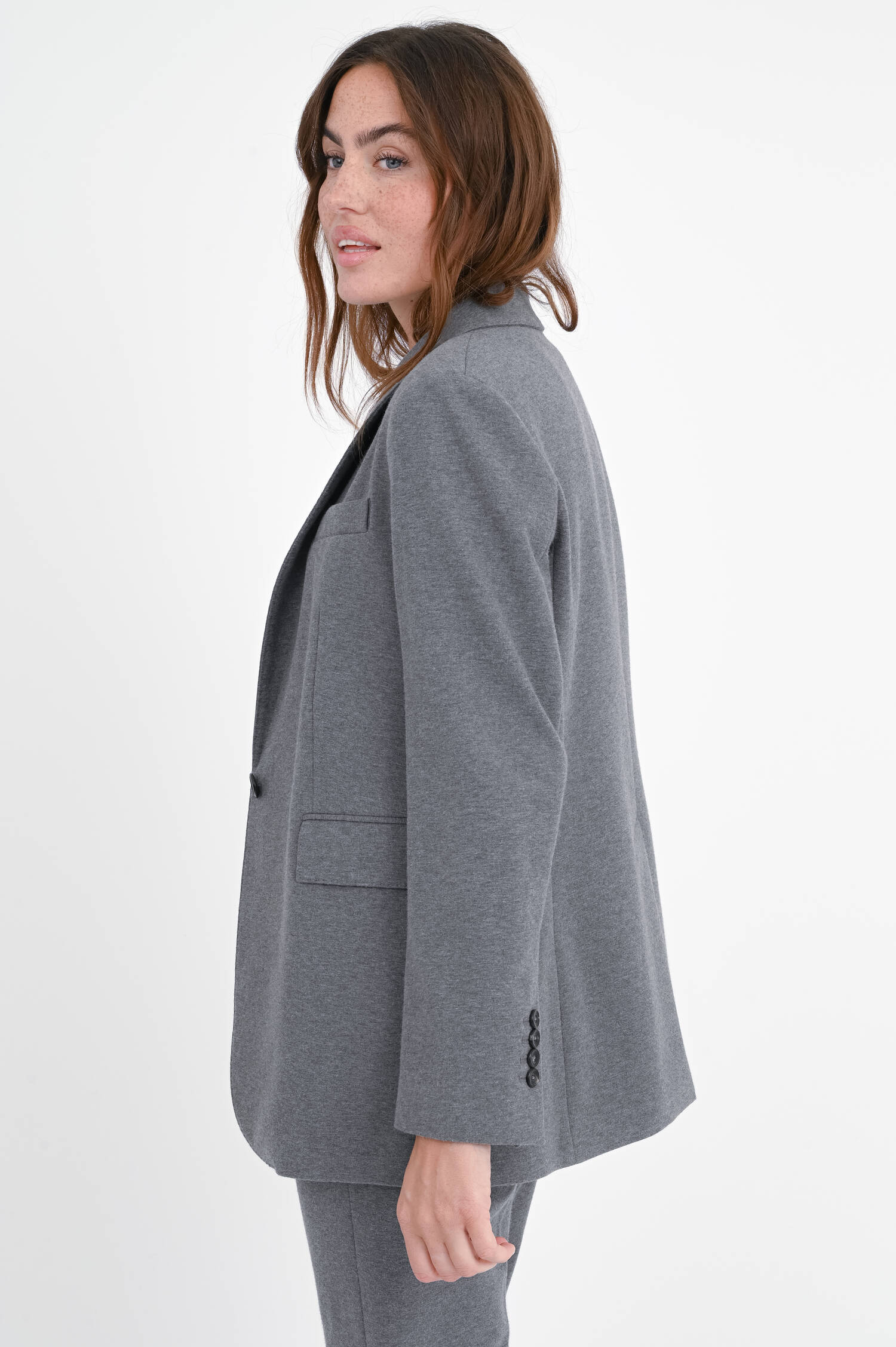 Blazer aus Baumwoll-Mix in Light Gray