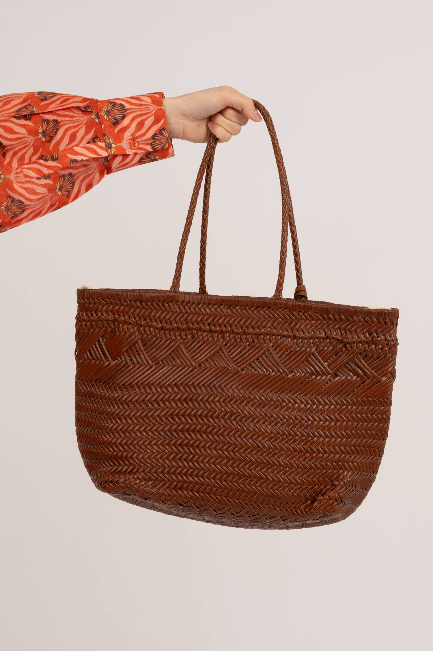 Gewebte Ledertasche PALOMA in Braun