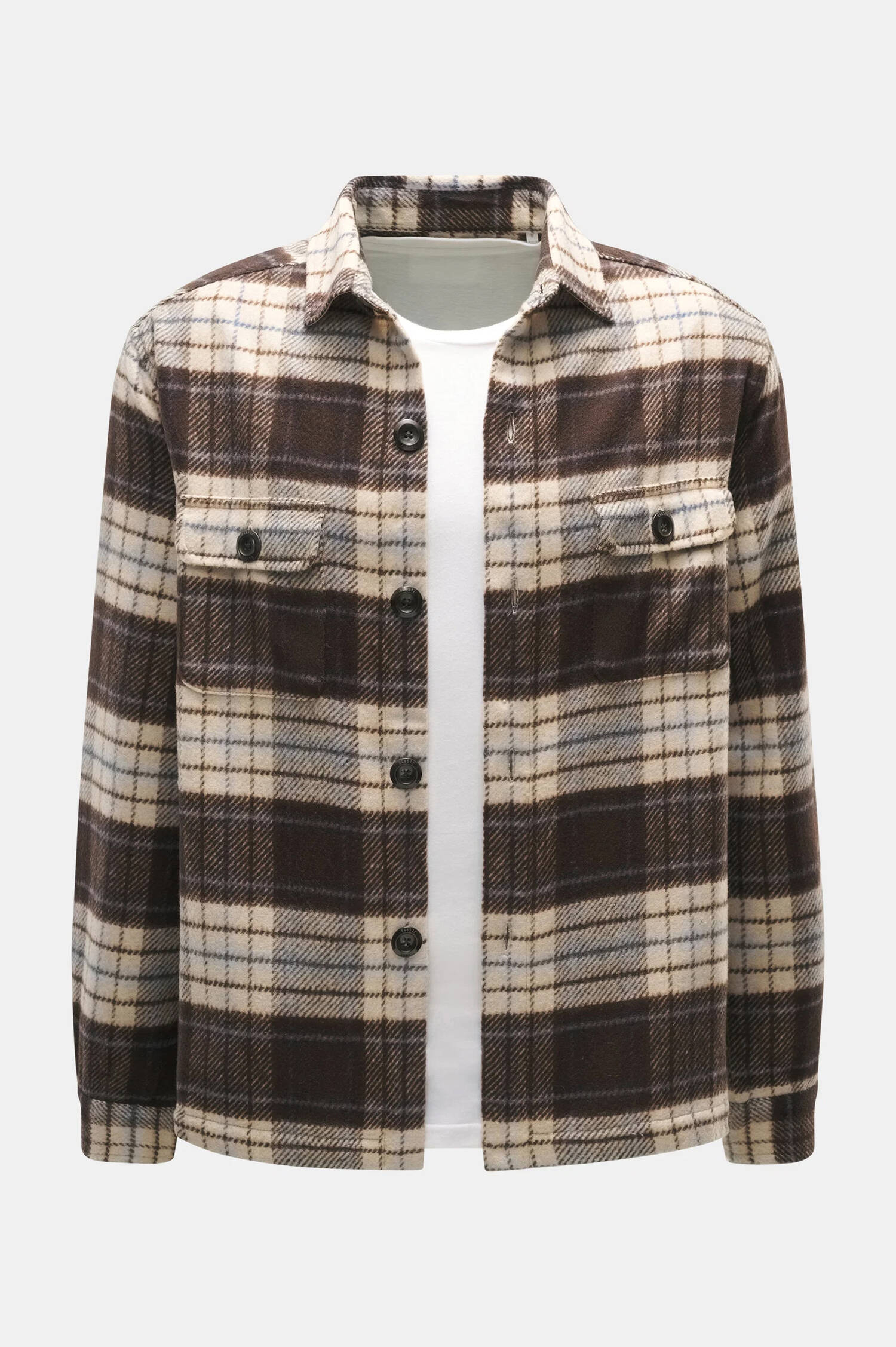 Karo-Overshirt in Braun/Beige