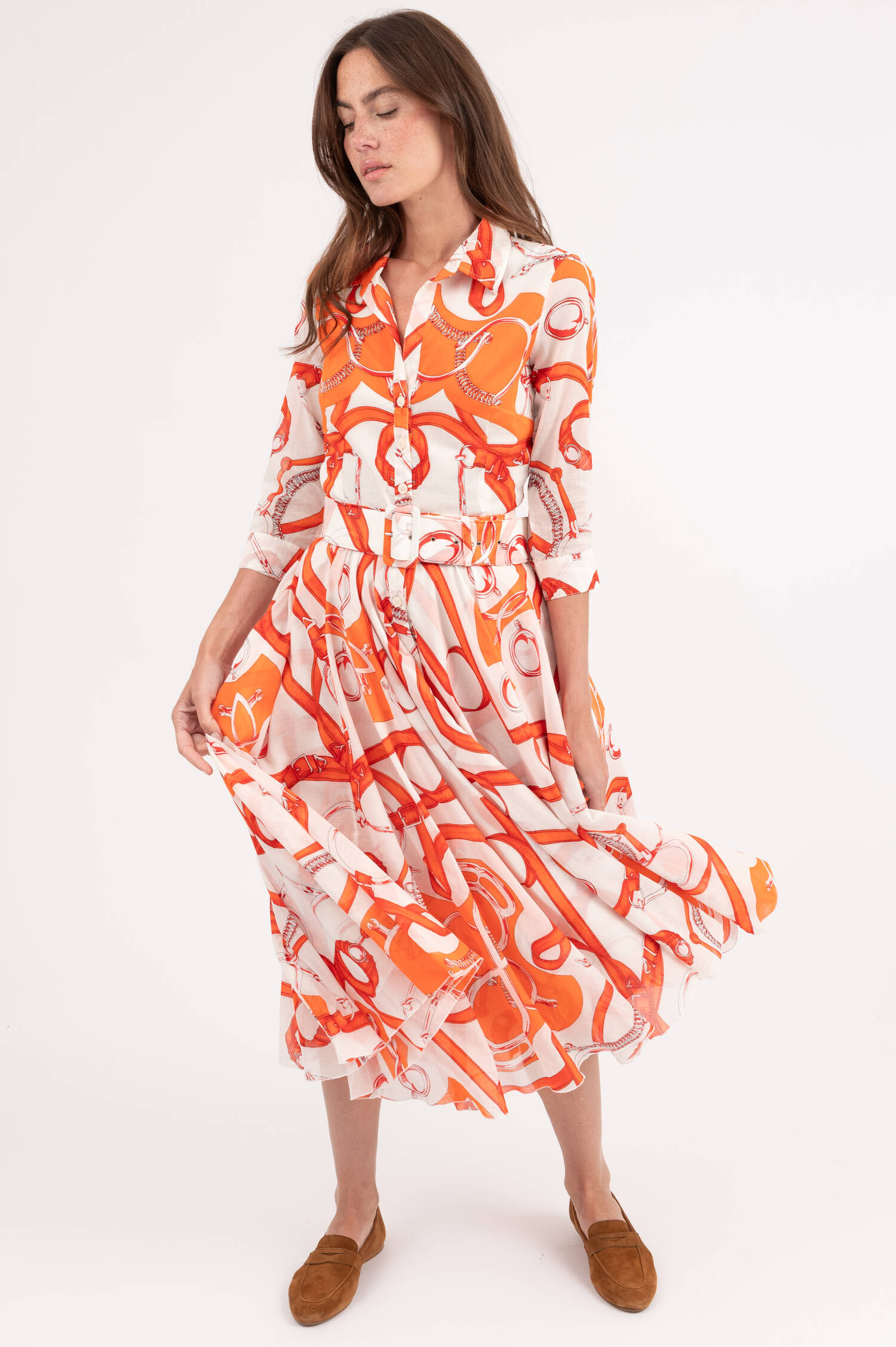 Kleid ASTER in Orange gemustert