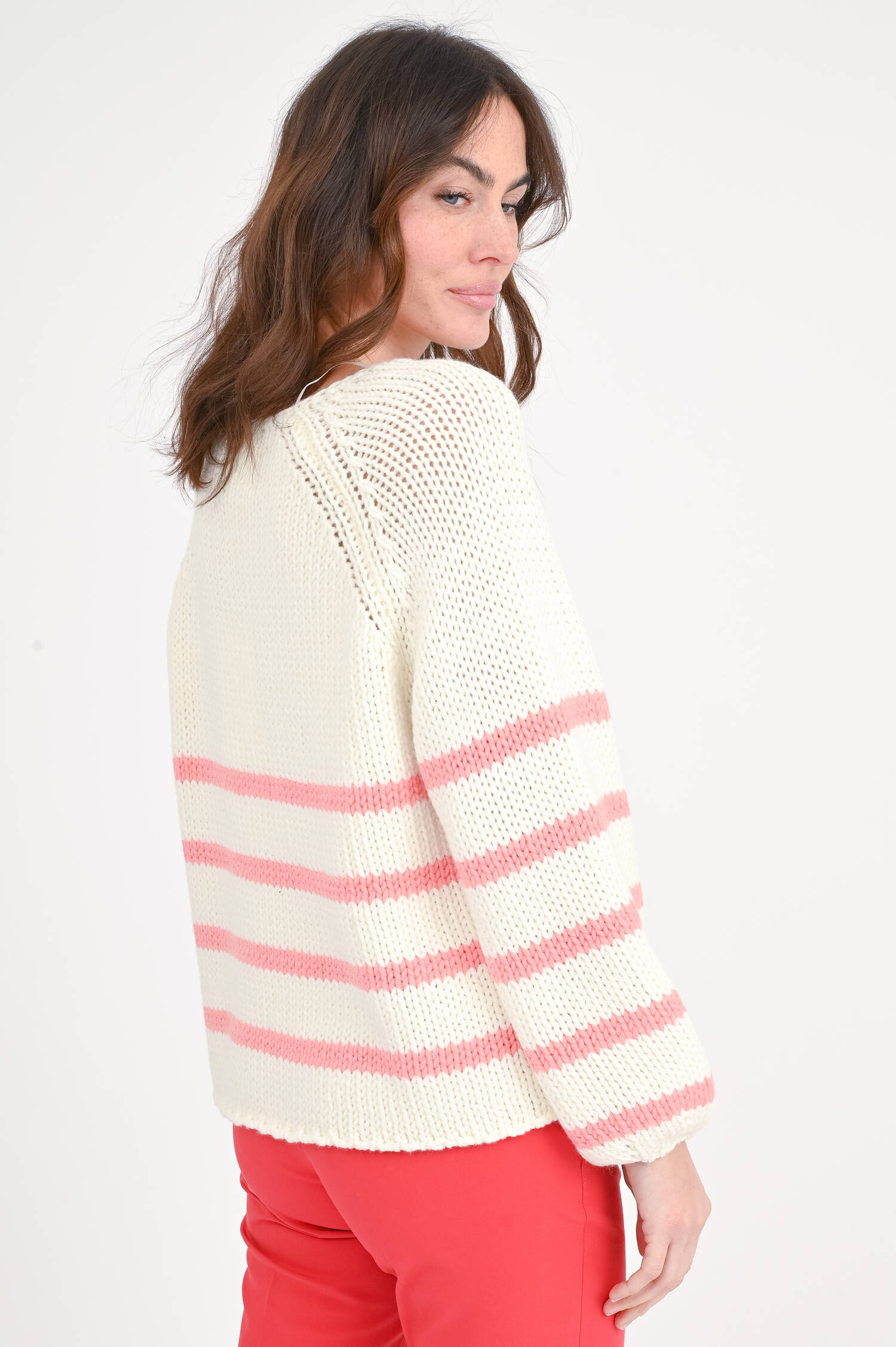 Pullover aus Woll-Mix in Peach/Creme