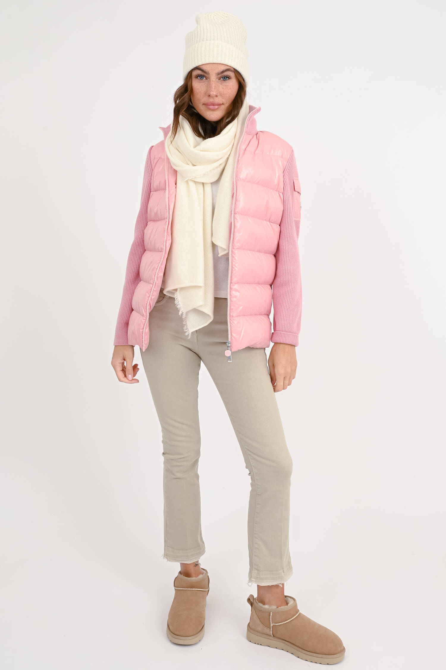Hybrid Strickjacke in Rosa